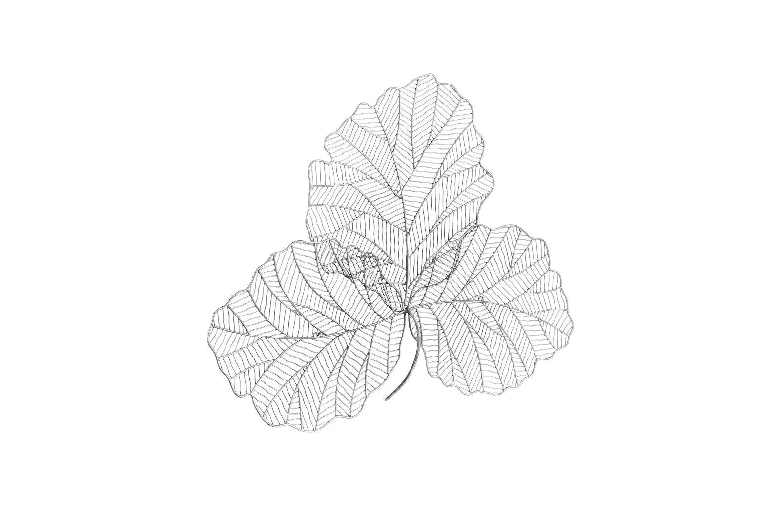 Tri Leaf Wall Art, Small, Metal, Silver/Black - Remutear
