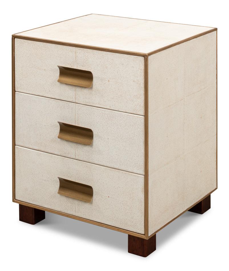 Shagreen 3 Drawer Side Table Osprey Wht - Remutear