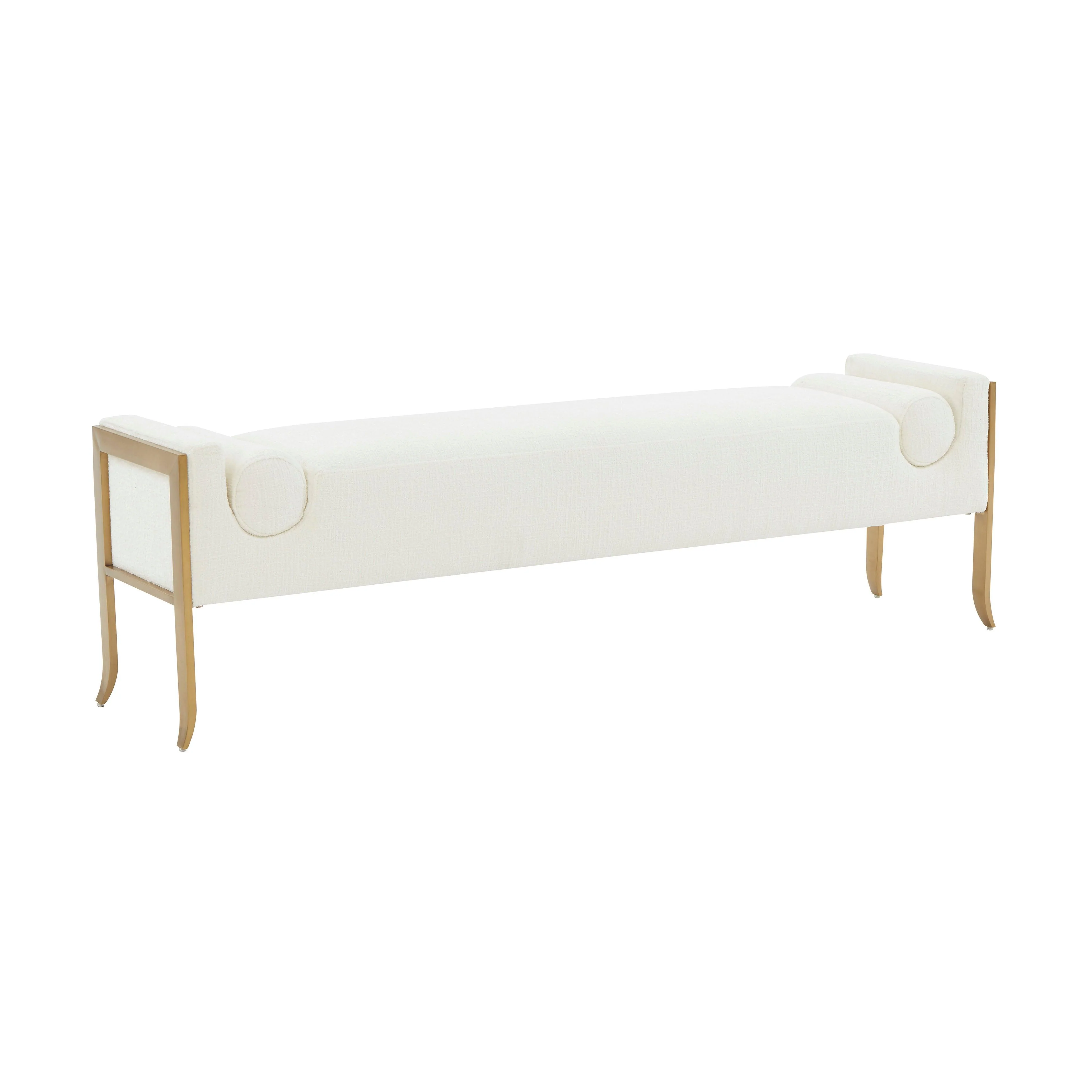Ines Cream Textured Velvet Bench - Remutear
