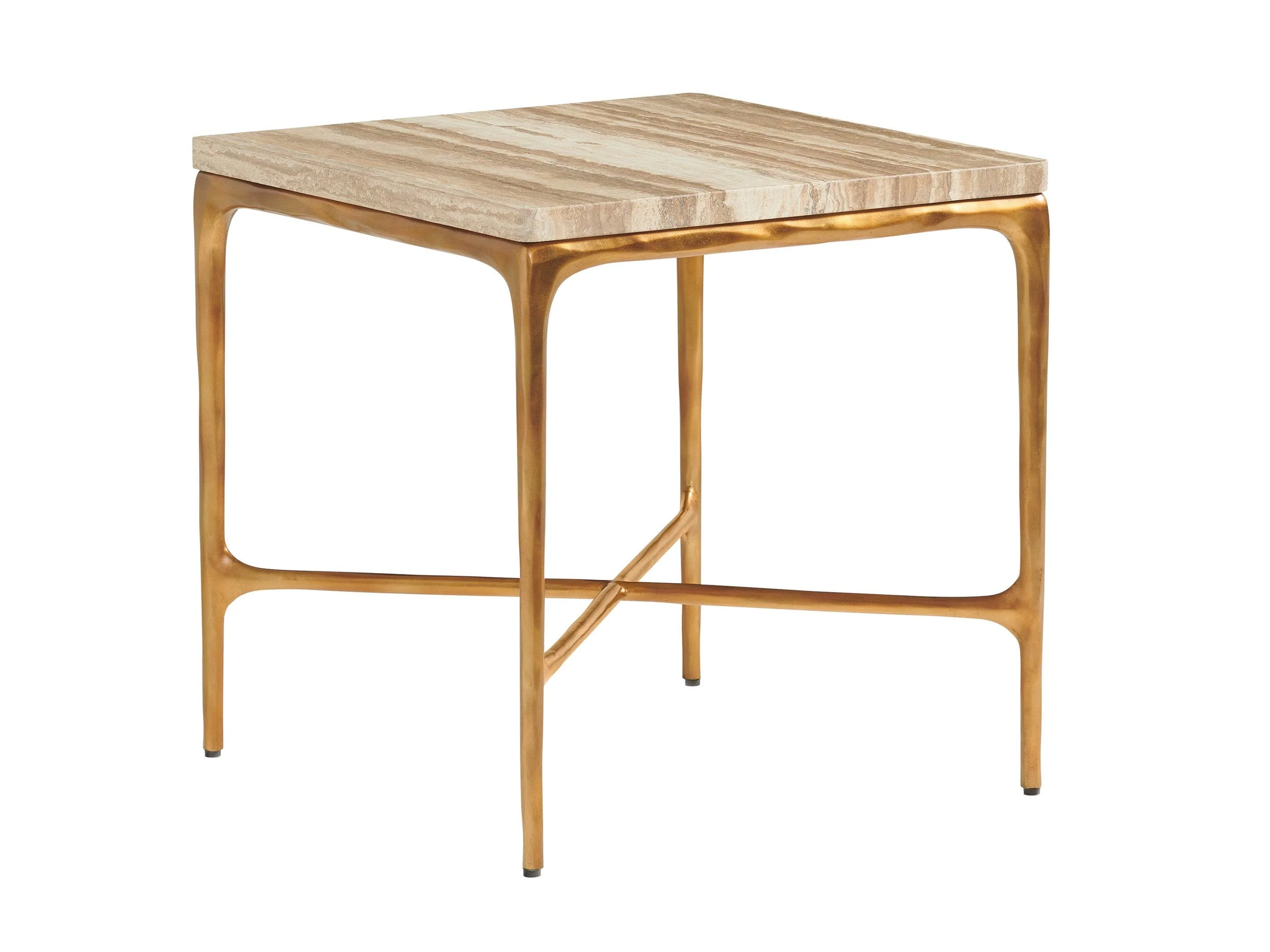 Silverado Menlo Park Metal End Table With Stone Top - Remutear