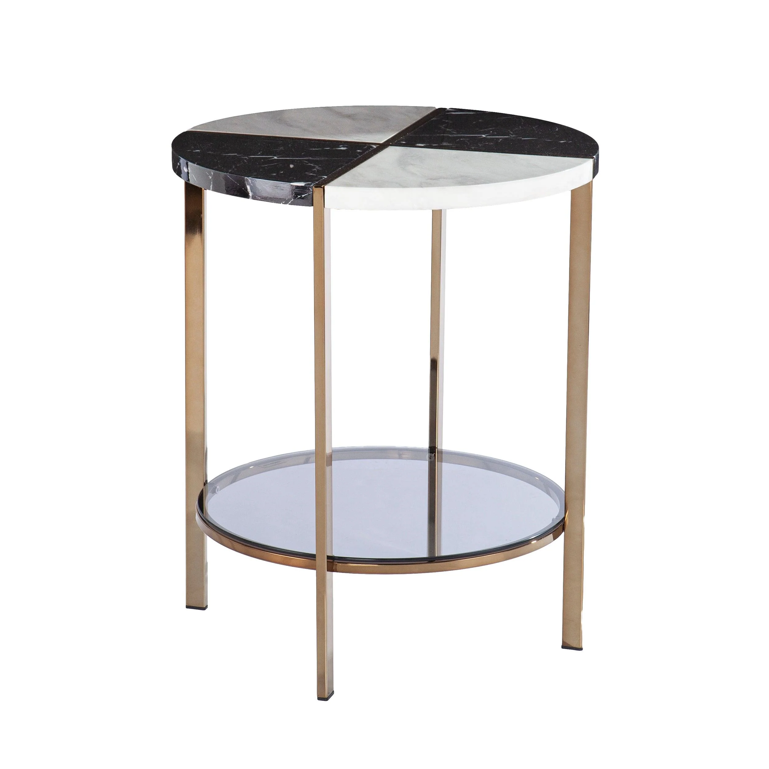 Cortinada Round Faux Marble End Table - Remutear