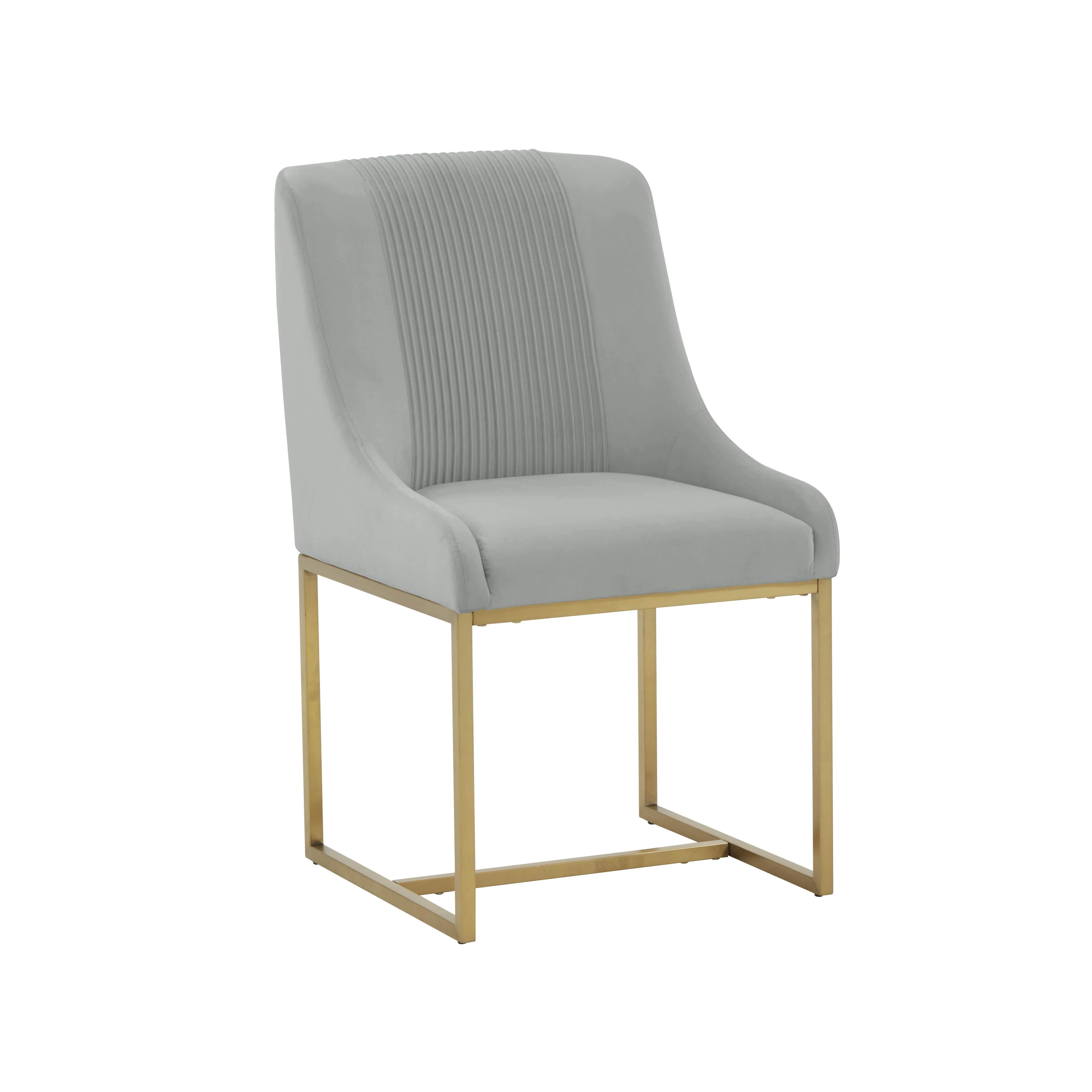 Lisa Grey Pleated Velvet  Dining Chair - Remutear