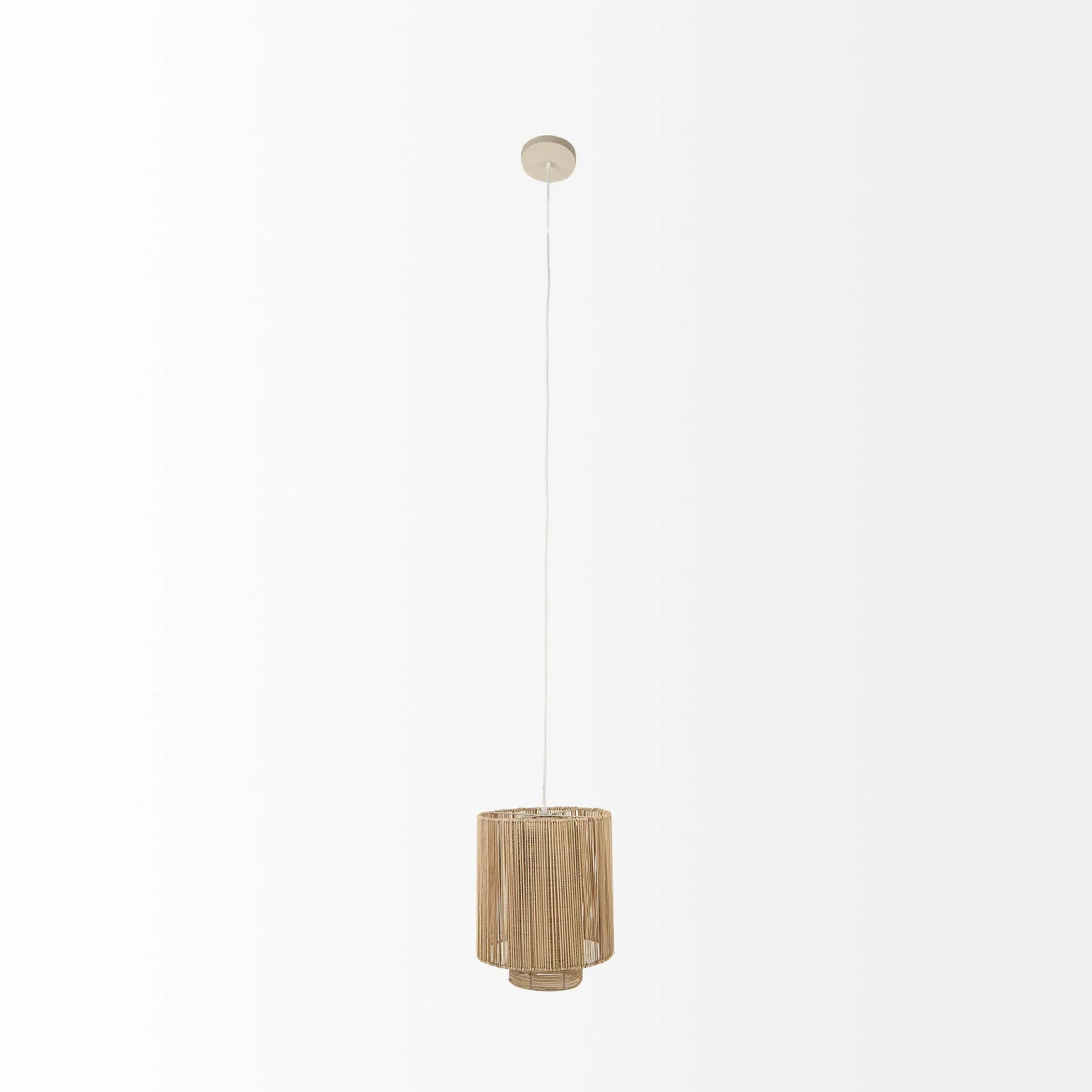 Aviario 14.2 L x 14.2 W x 14.2 H Natural Cane Cylindrical Pendant Light - Remutear
