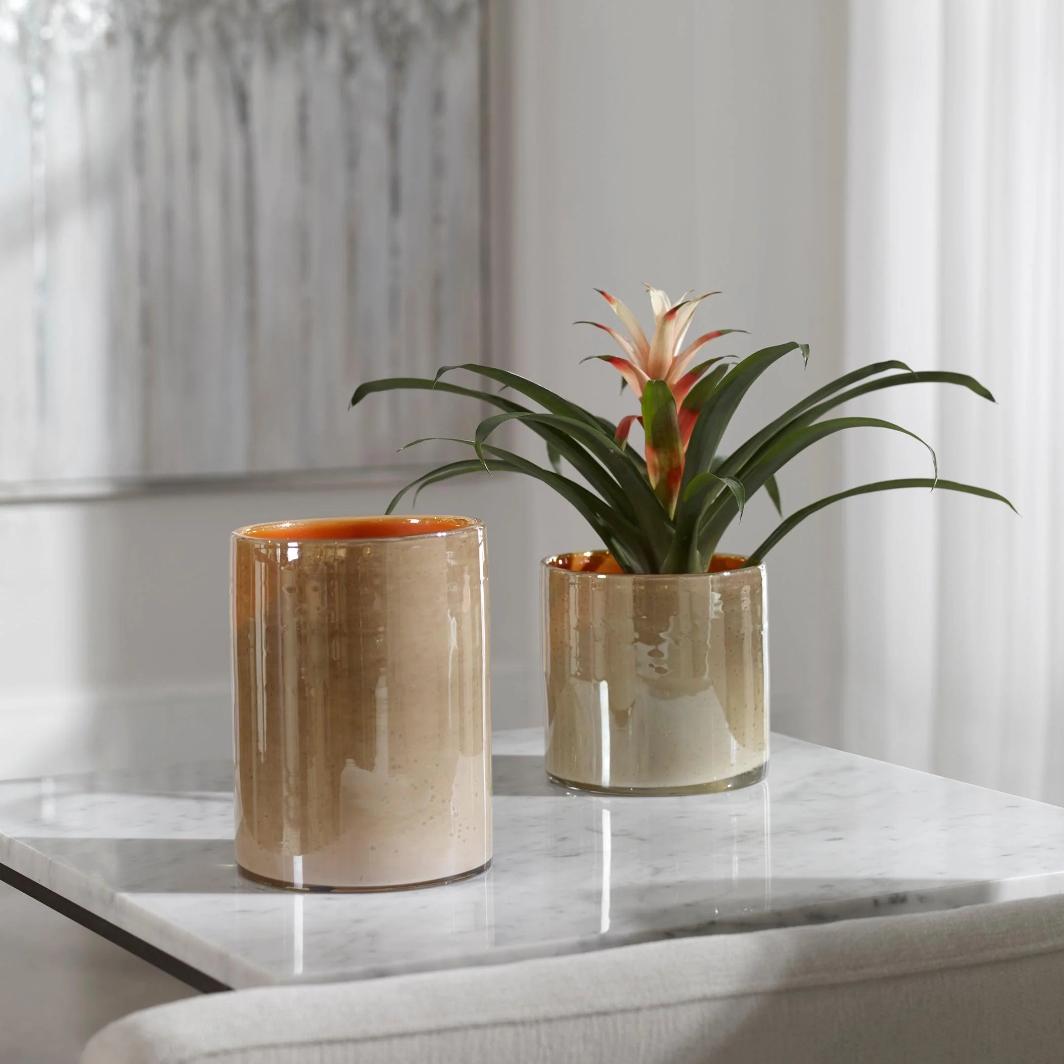 TANGELO BEIGE ORANGE VASES, SET OF 2 - Remutear