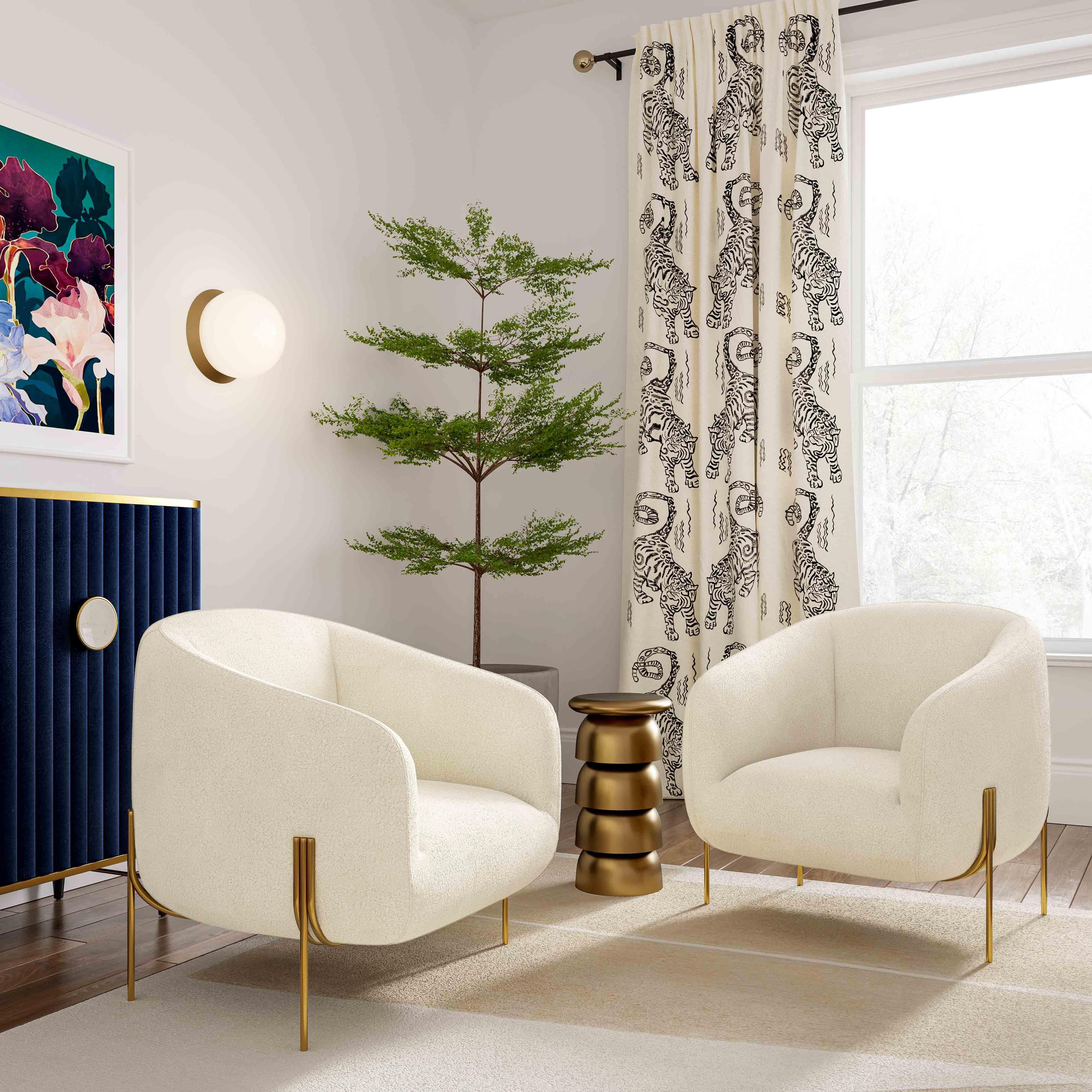 Kandra Cream Shearling Accent Chair - Remutear