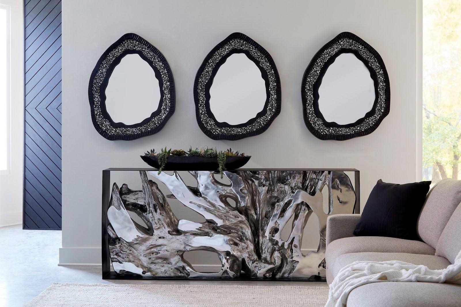 Cast Root Console Table, Iron Frame, Resin, Silver Leaf - Remutear