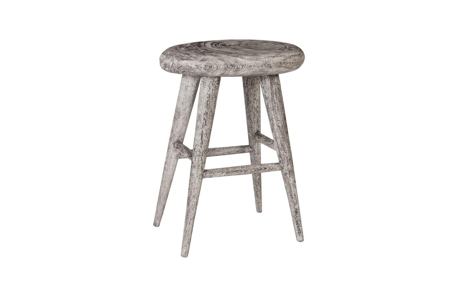 Smoothed Counter Stool, Chamcha Wood, Gray Stone, Oval - Remutear