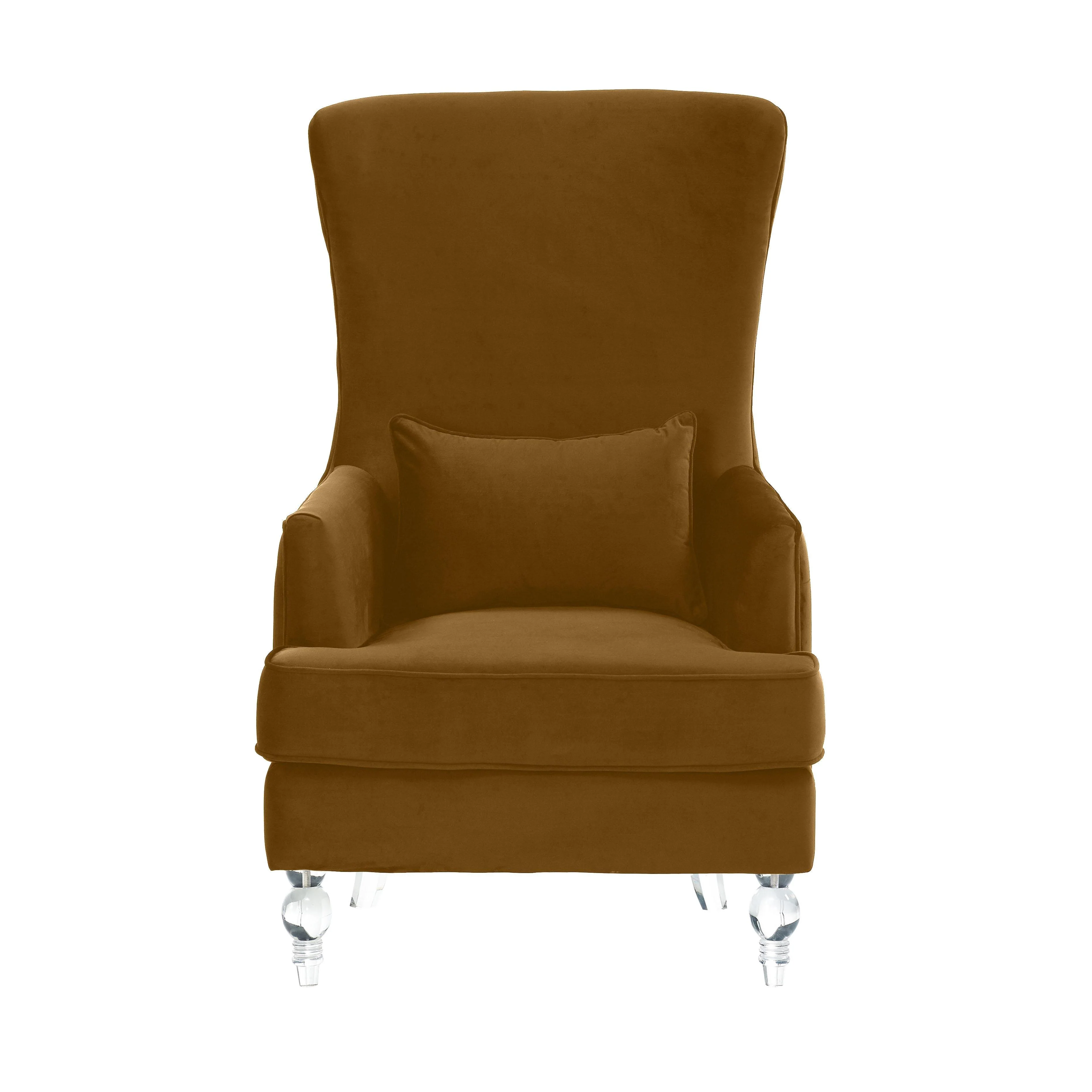 Aubree Tall Chair with Acrylic Legs - Cognac - Remutear