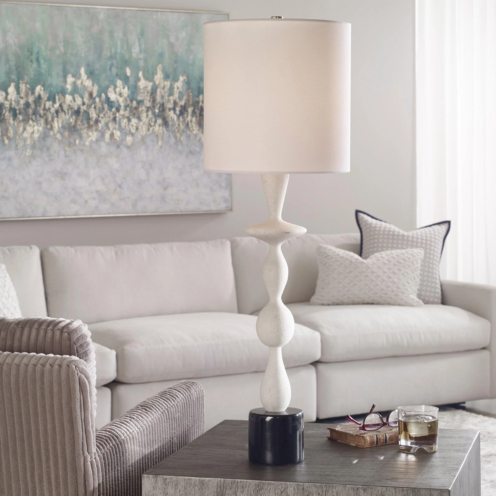 INVERSE WHITE MARBLE TABLE LAMP - Remutear