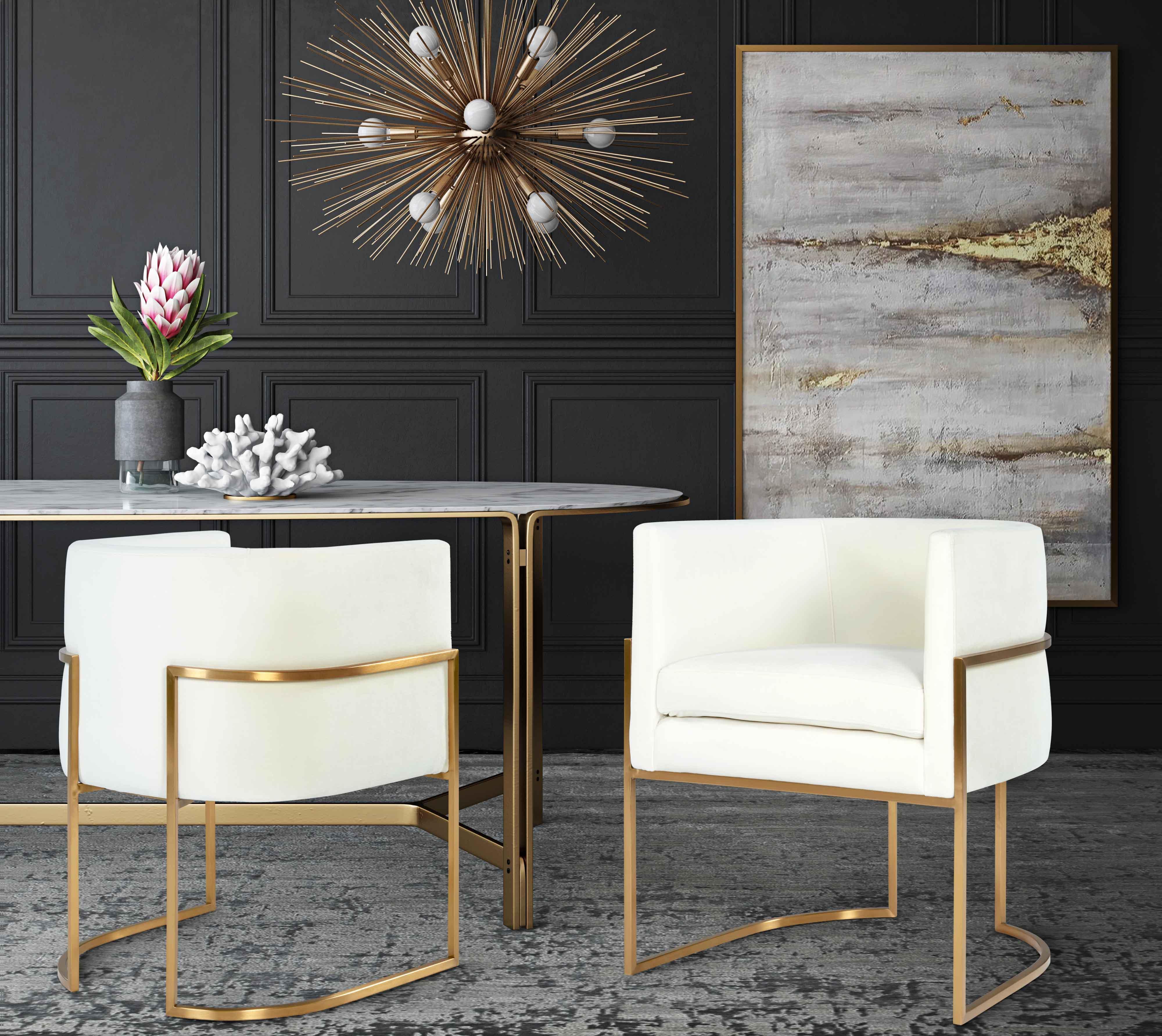 Giselle Cream Velvet Dining Chair Gold Leg - Remutear