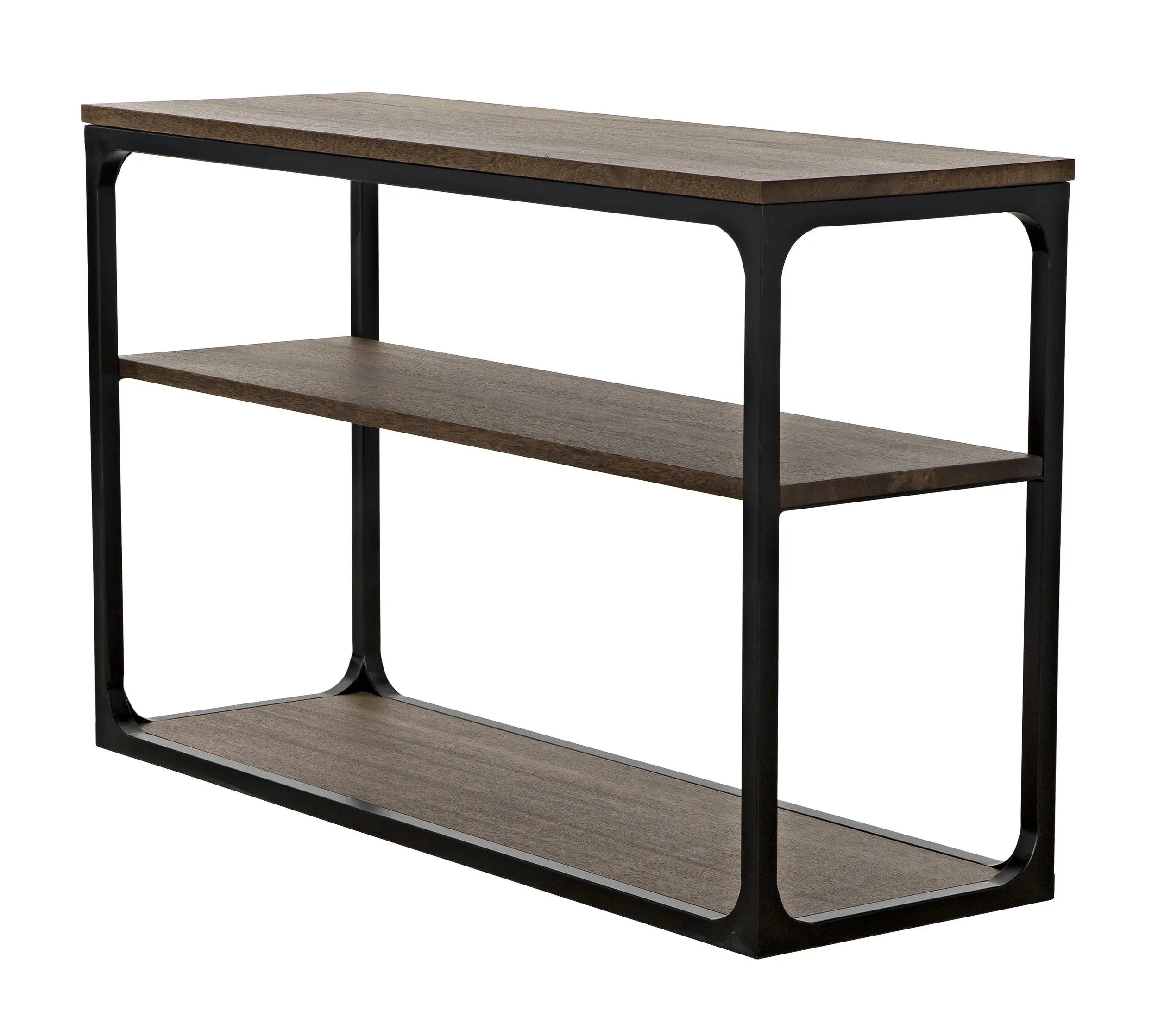 Novie Console, Small, Black Steel with Dark Walnut - Remutear