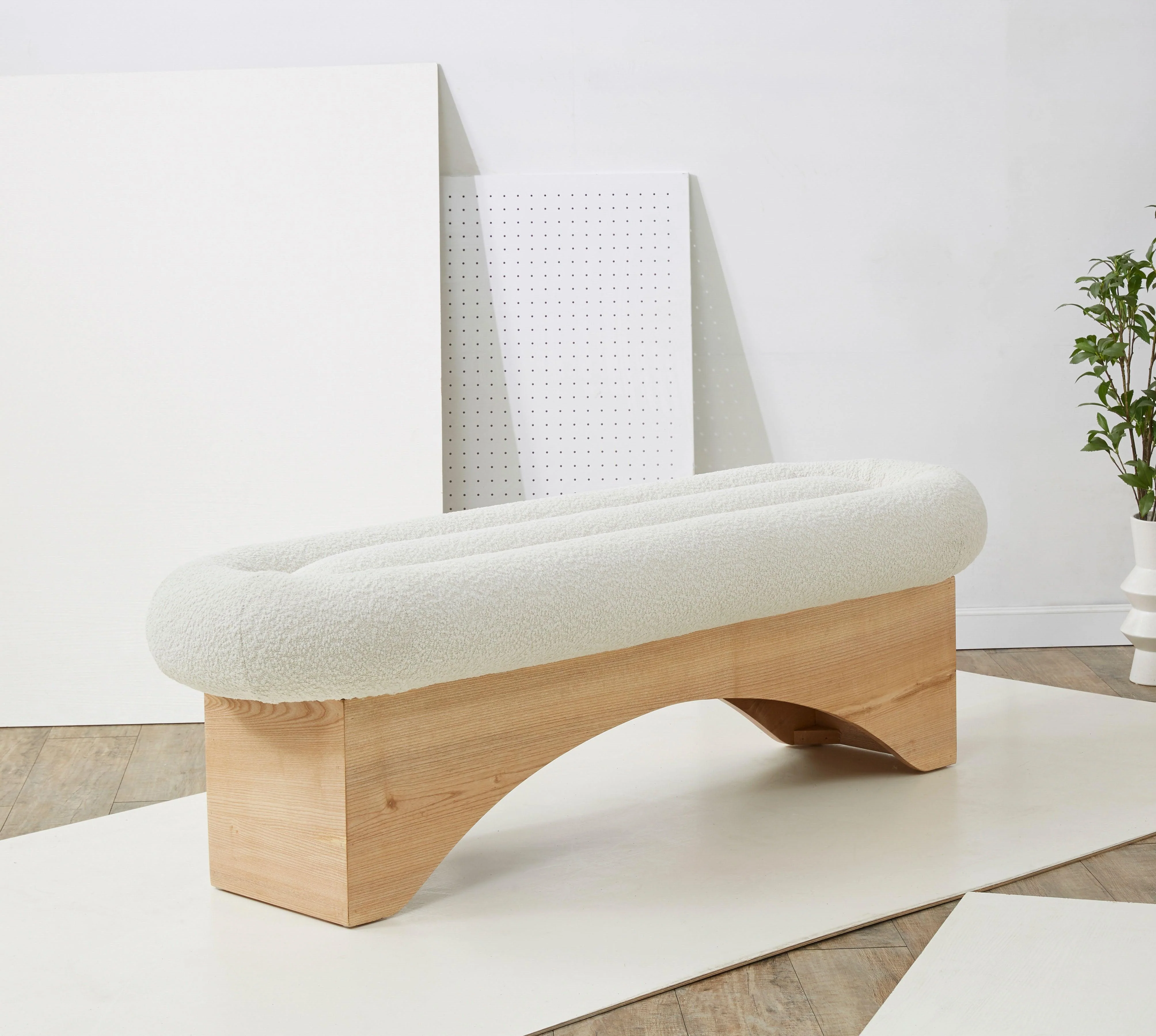 CARSEN BOUCLE AND WOOD BENCH - Remutear