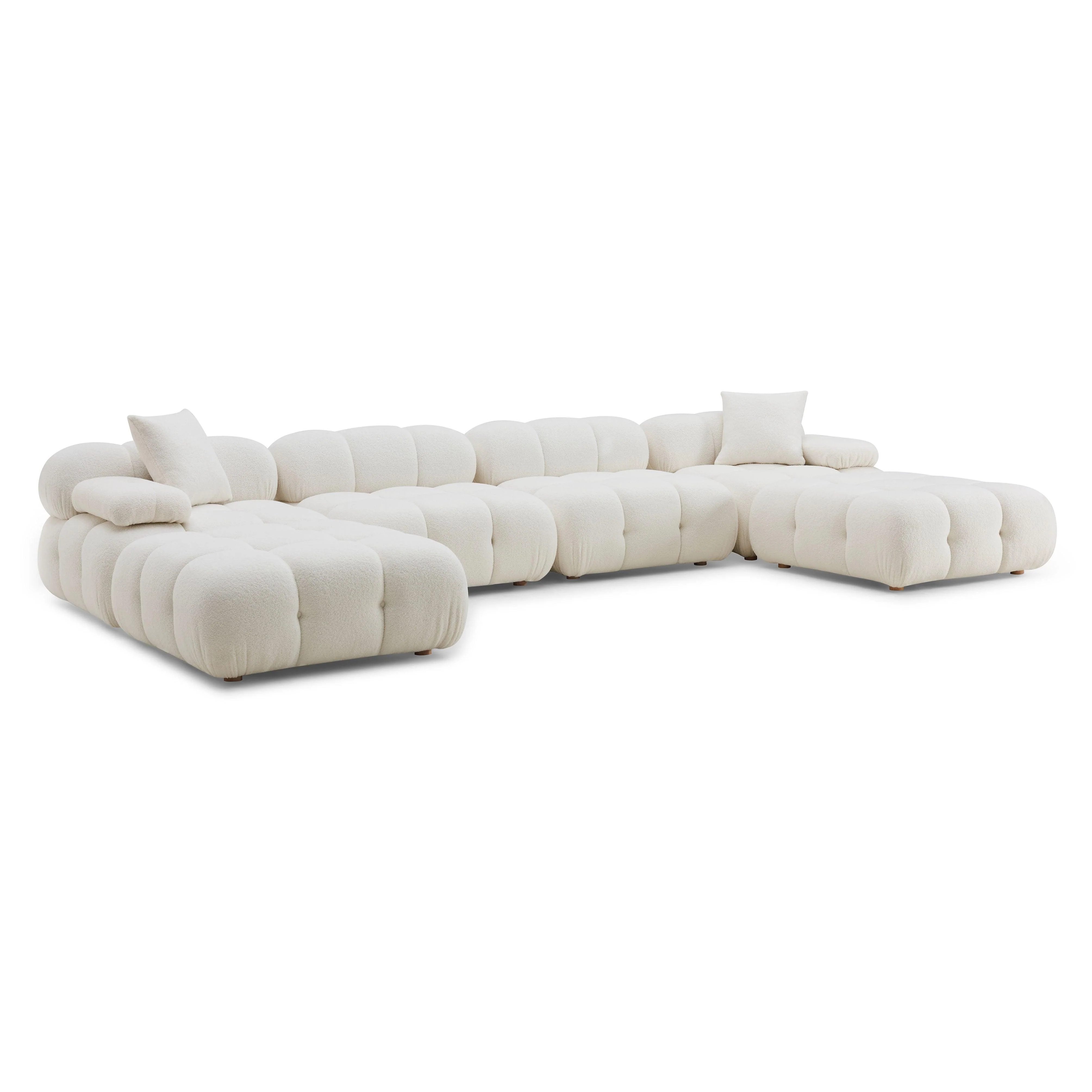 Calliope Cream Vegan Shearling 6-piece Modular U-Sectional - Remutear