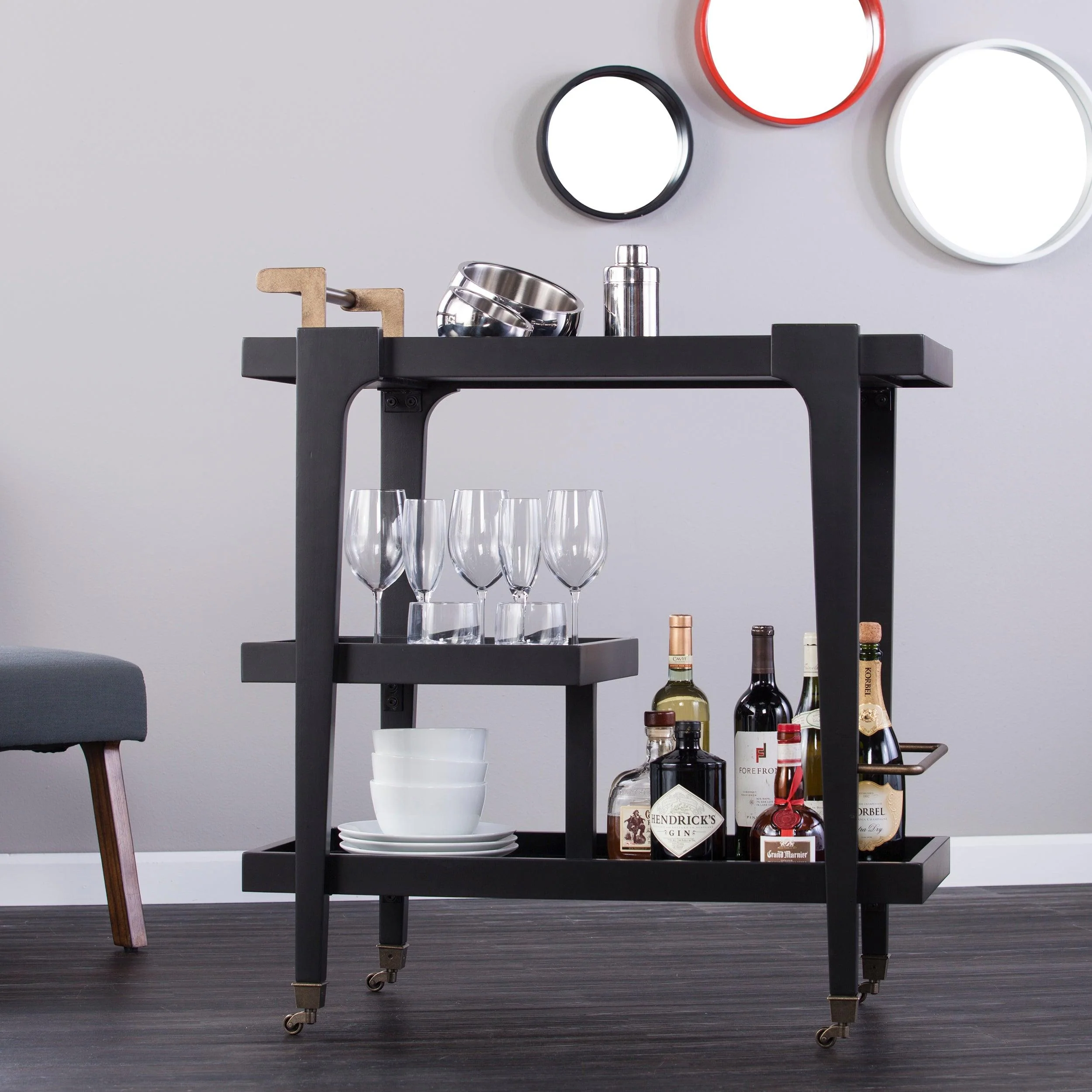Holly & Martin Zhori Midcentury Modern Bar Cart - Black - Remutear