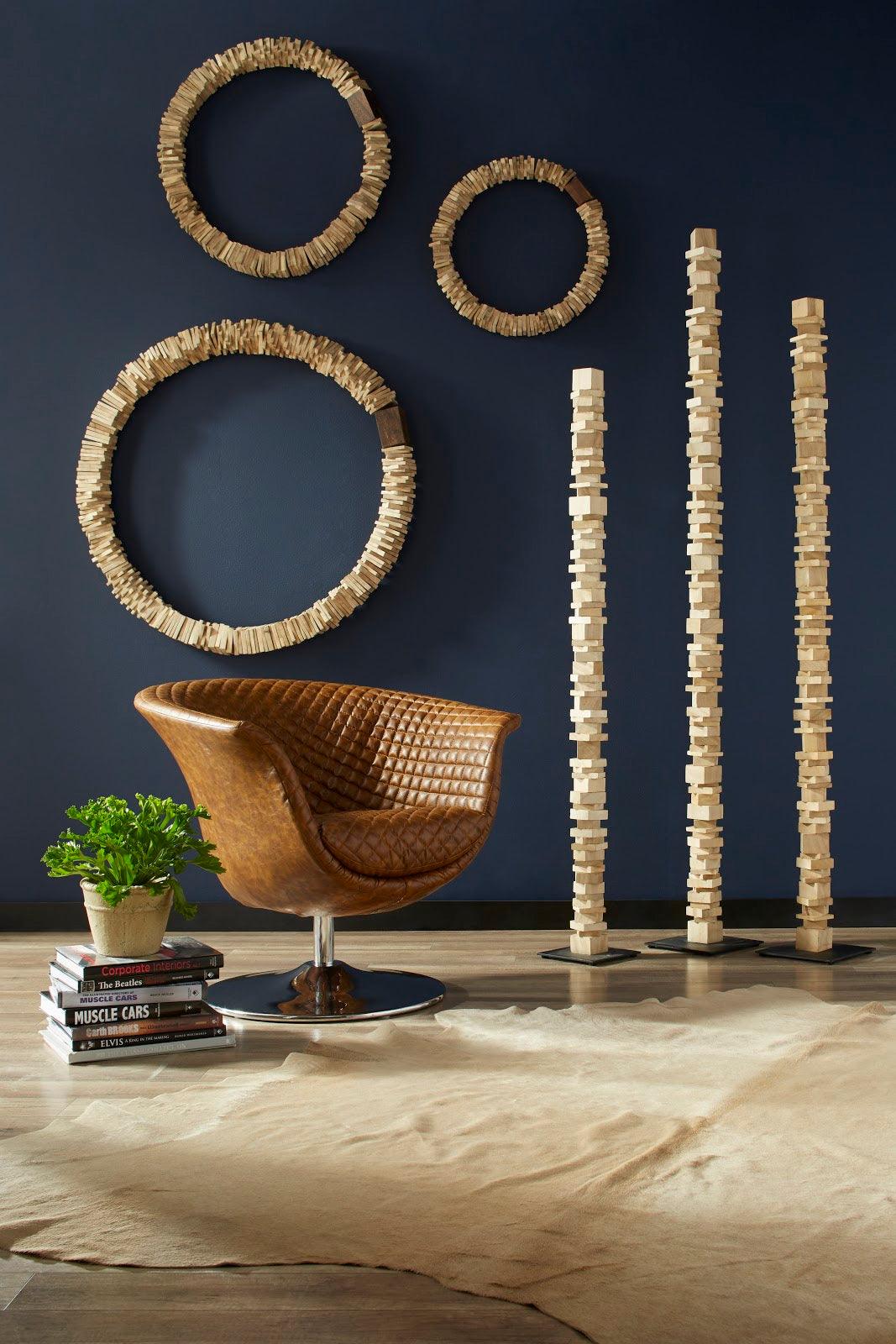 Stacked Wood Floor Sculptures, Bleached, Set of 3 - Remutear