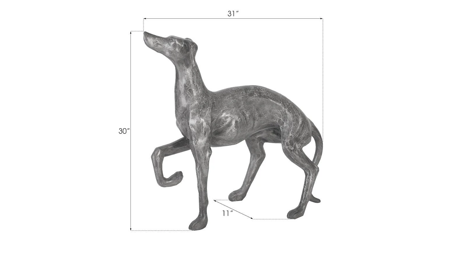 Prancing Dog Sculpture, Black/Silver, Aluminum - Remutear