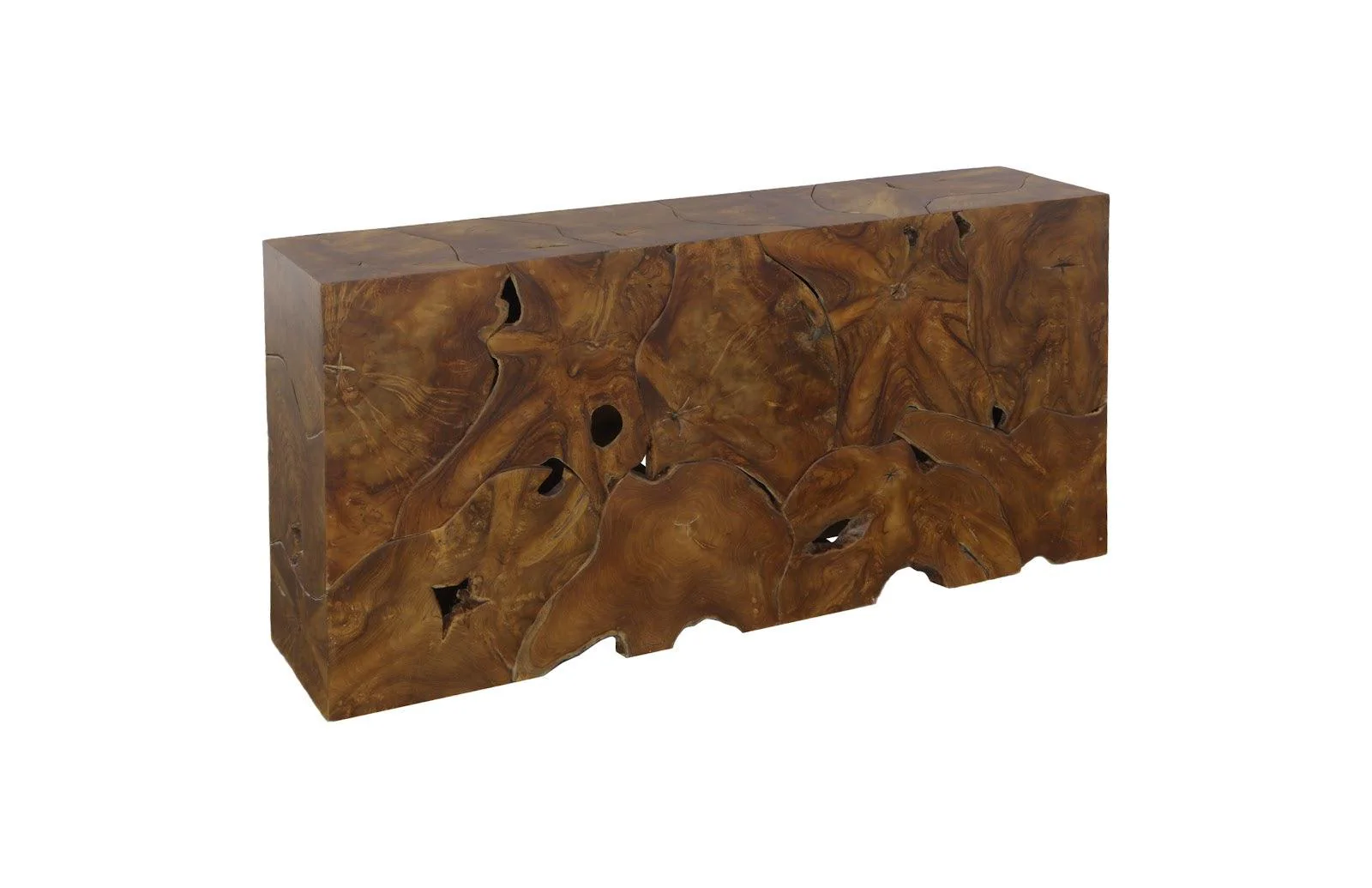 Teak Slice Console, Natural - Remutear