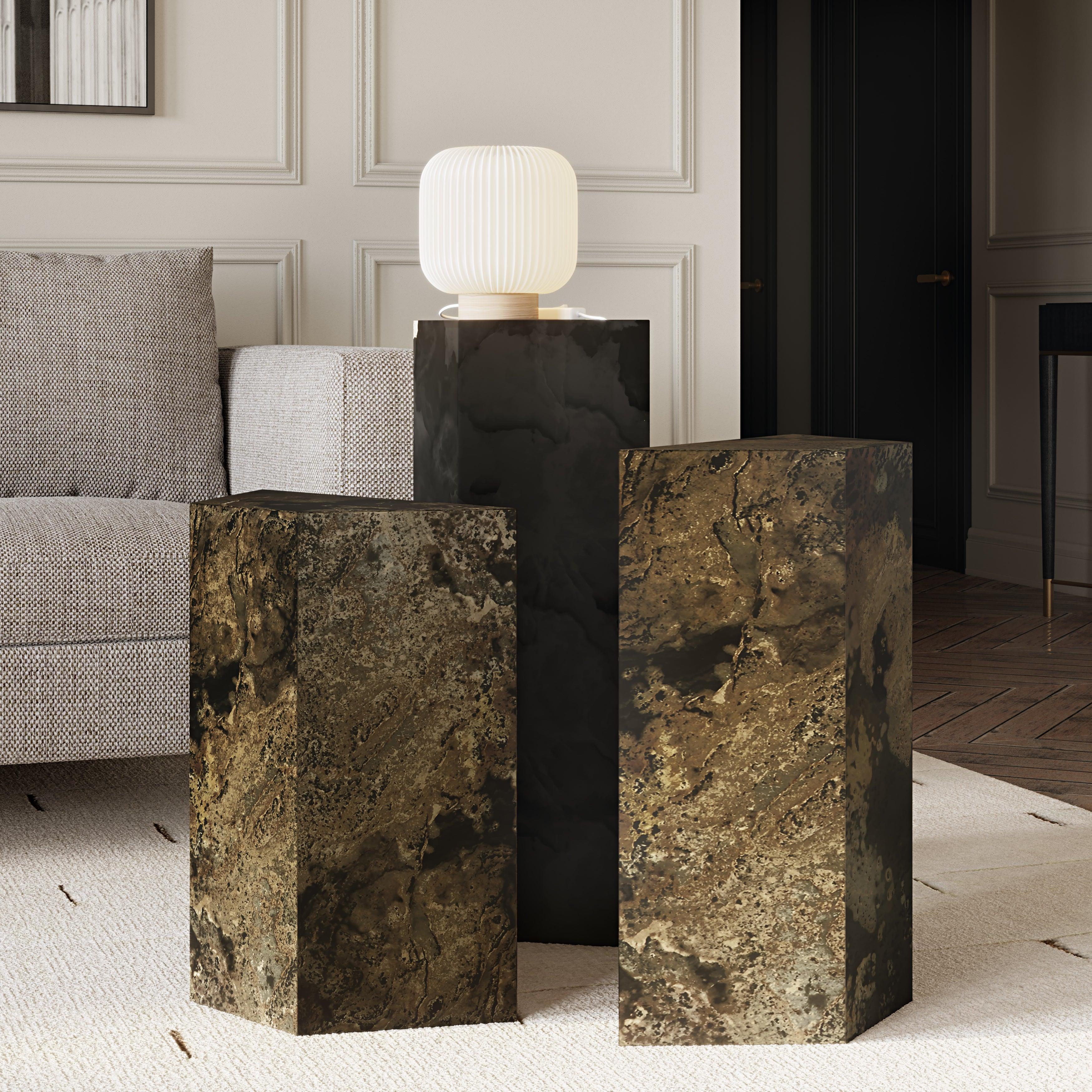 Compostela and San Juan Slate Pedestal - Set of 3 - Remutear