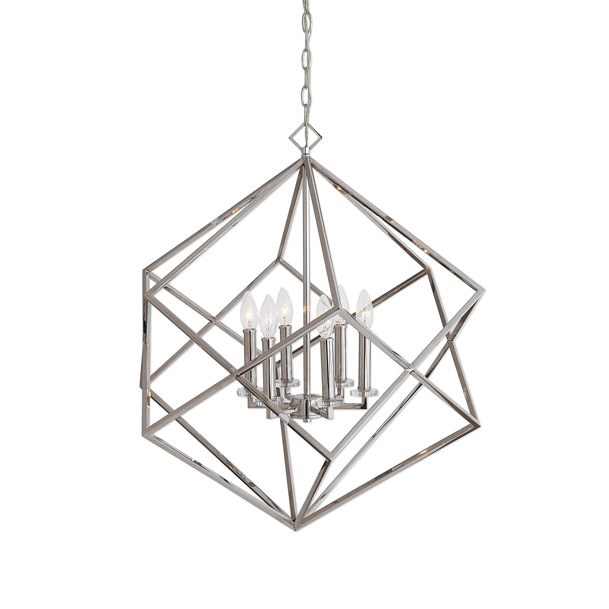 EUCLID 6 LIGHT NICKEL CUBE PENDANT - Remutear