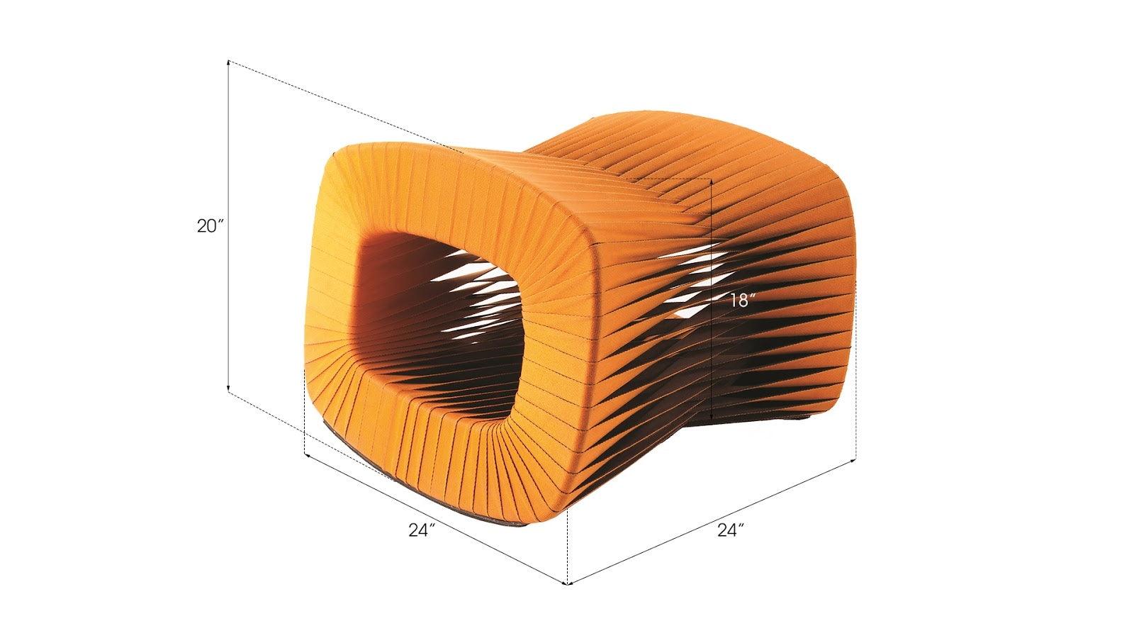 Seat Belt Ottoman, Orange - Remutear