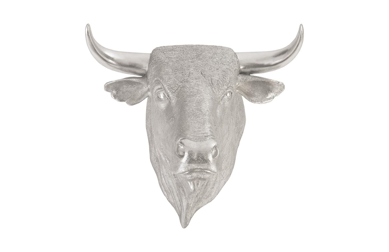 Spanish Fighting Bull Wall Art, Resin, Silver Leaf - Remutear