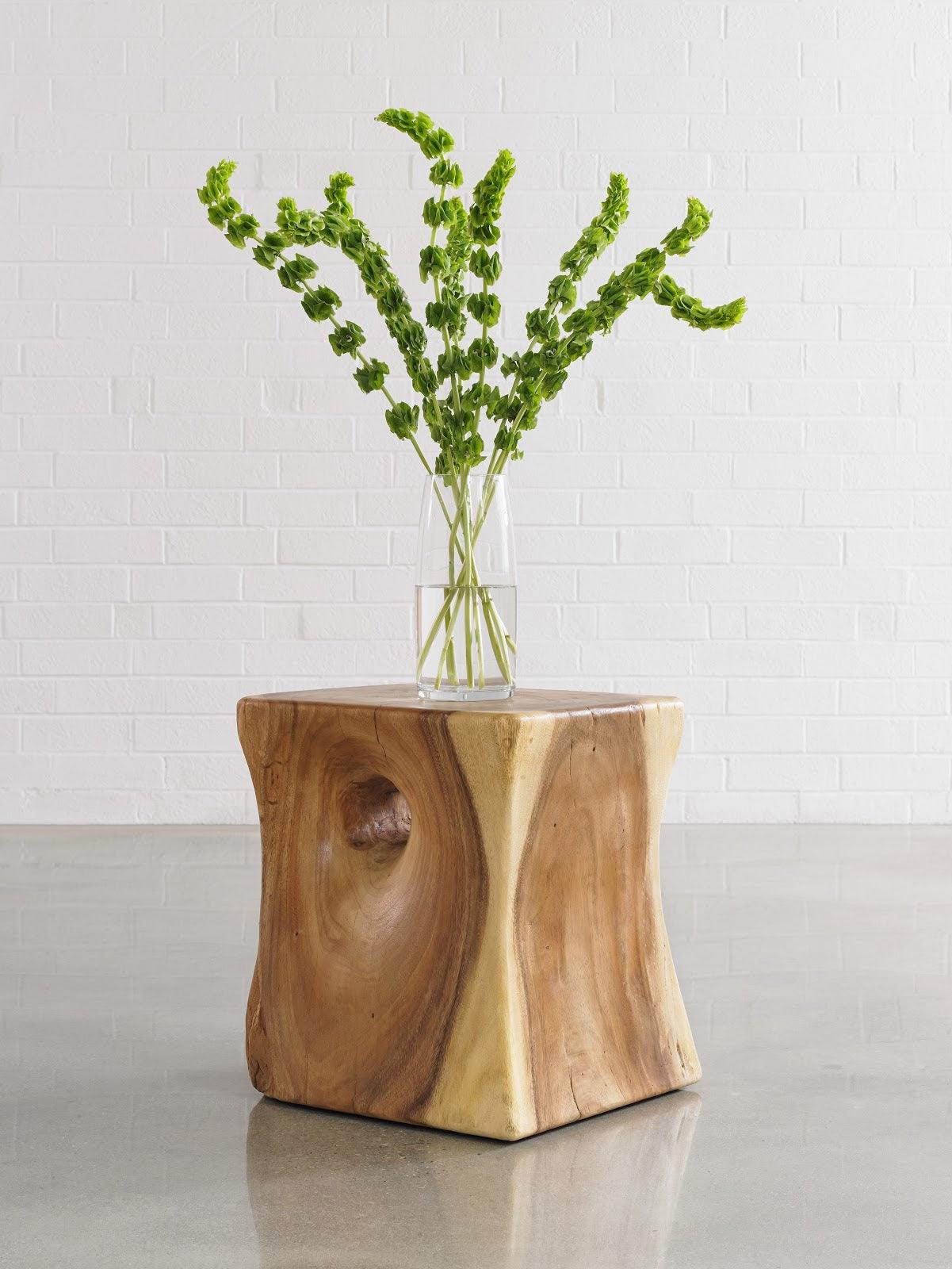 Peek a Boo Side Table, Chamcha Wood, Natural - Remutear