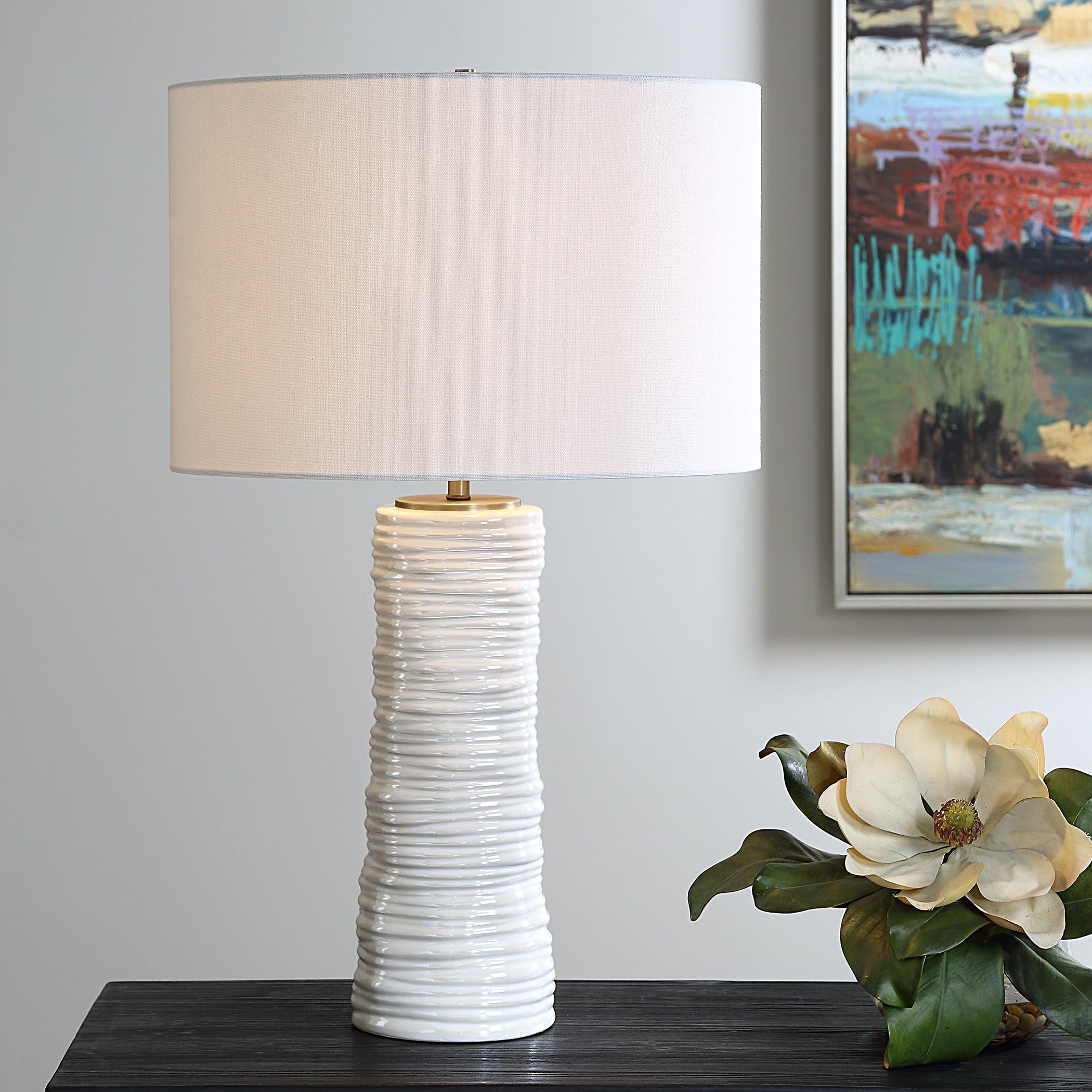 Pavlova Glossy White Table Lamp - Remutear