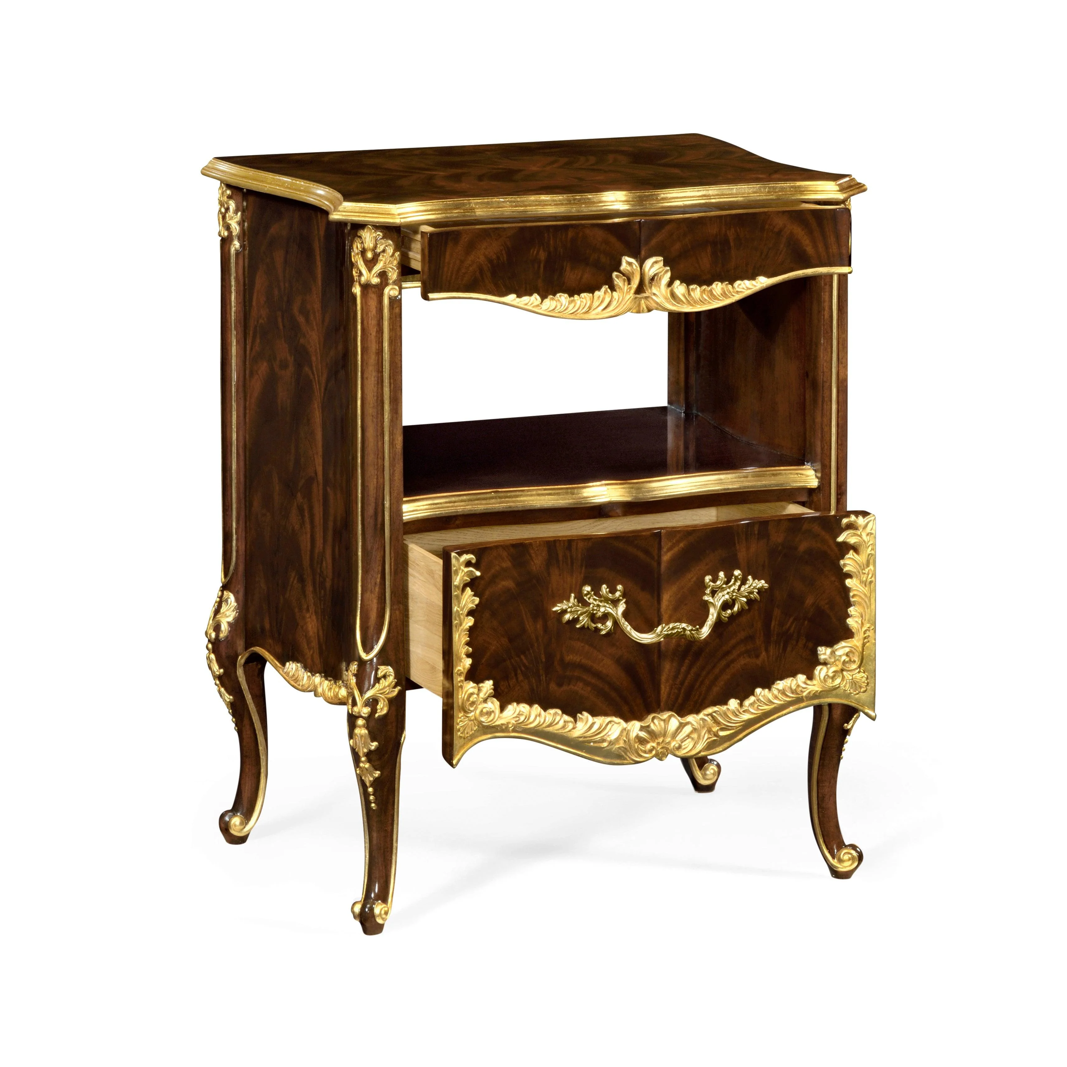 Country Farmhouse Mahogany & Gilded Nightstand - Remutear