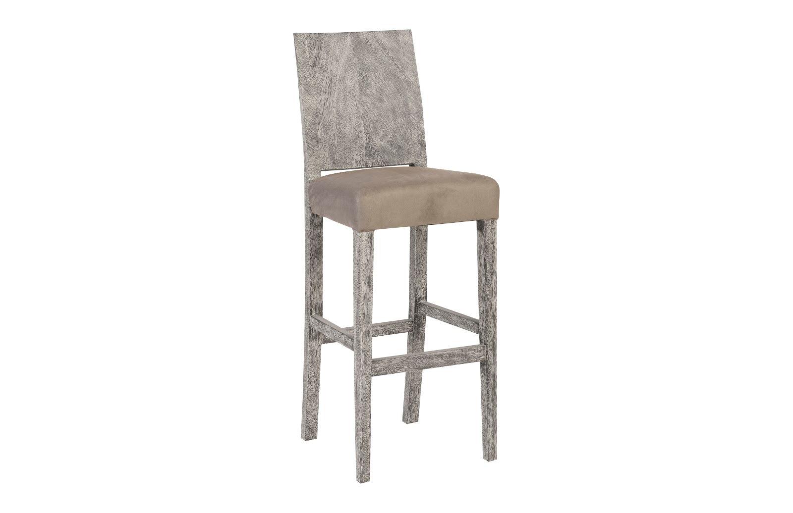 Ophelia Bar Stool, Chamcha Wood, Gray Stone Finish - Remutear