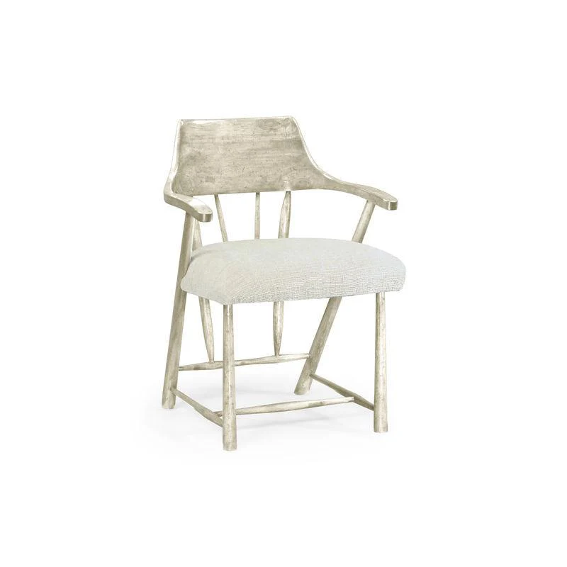 Whitewash Driftwood Smokers Dining Arm Chair - Remutear