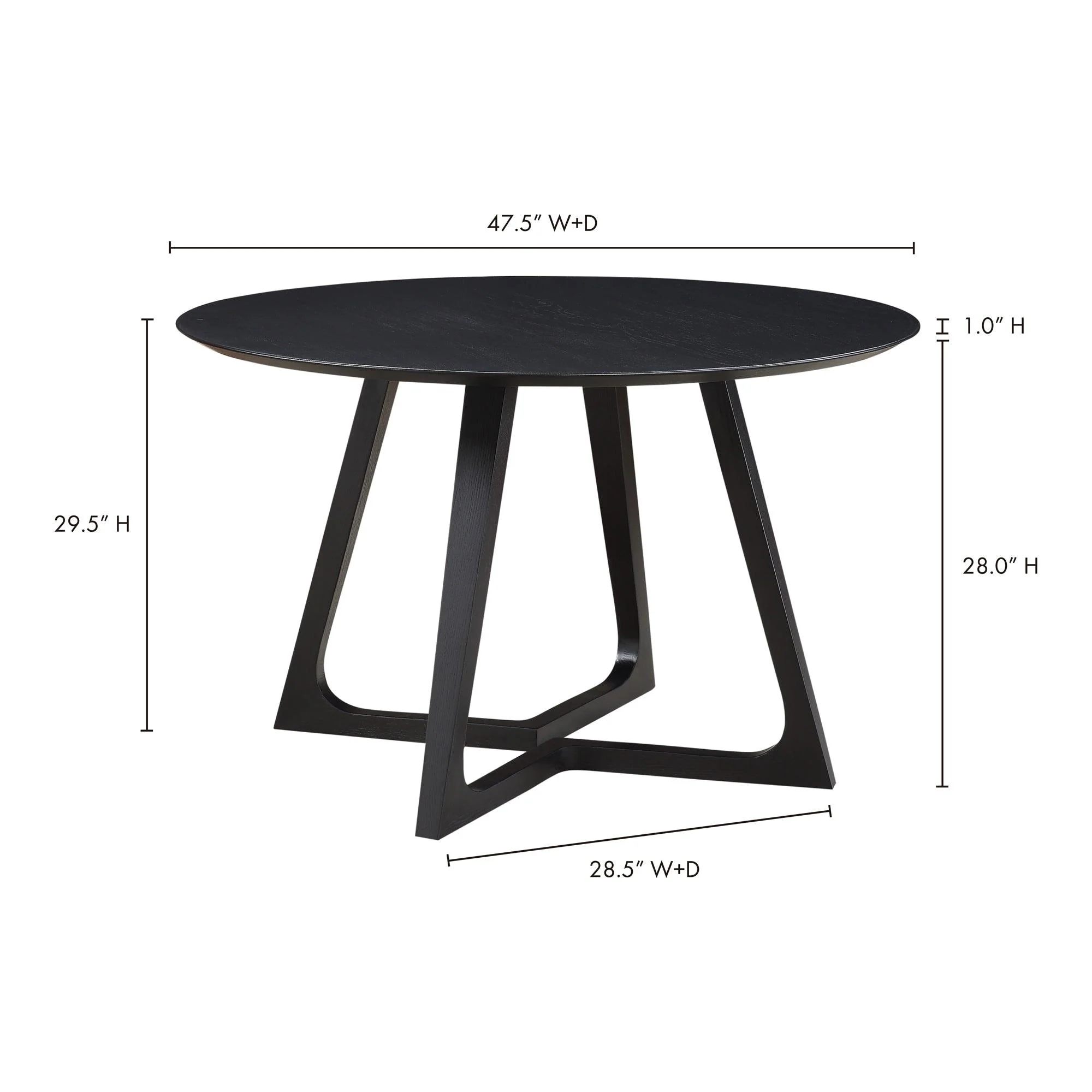 Godenza Dining Table Round Black Ash - Remutear