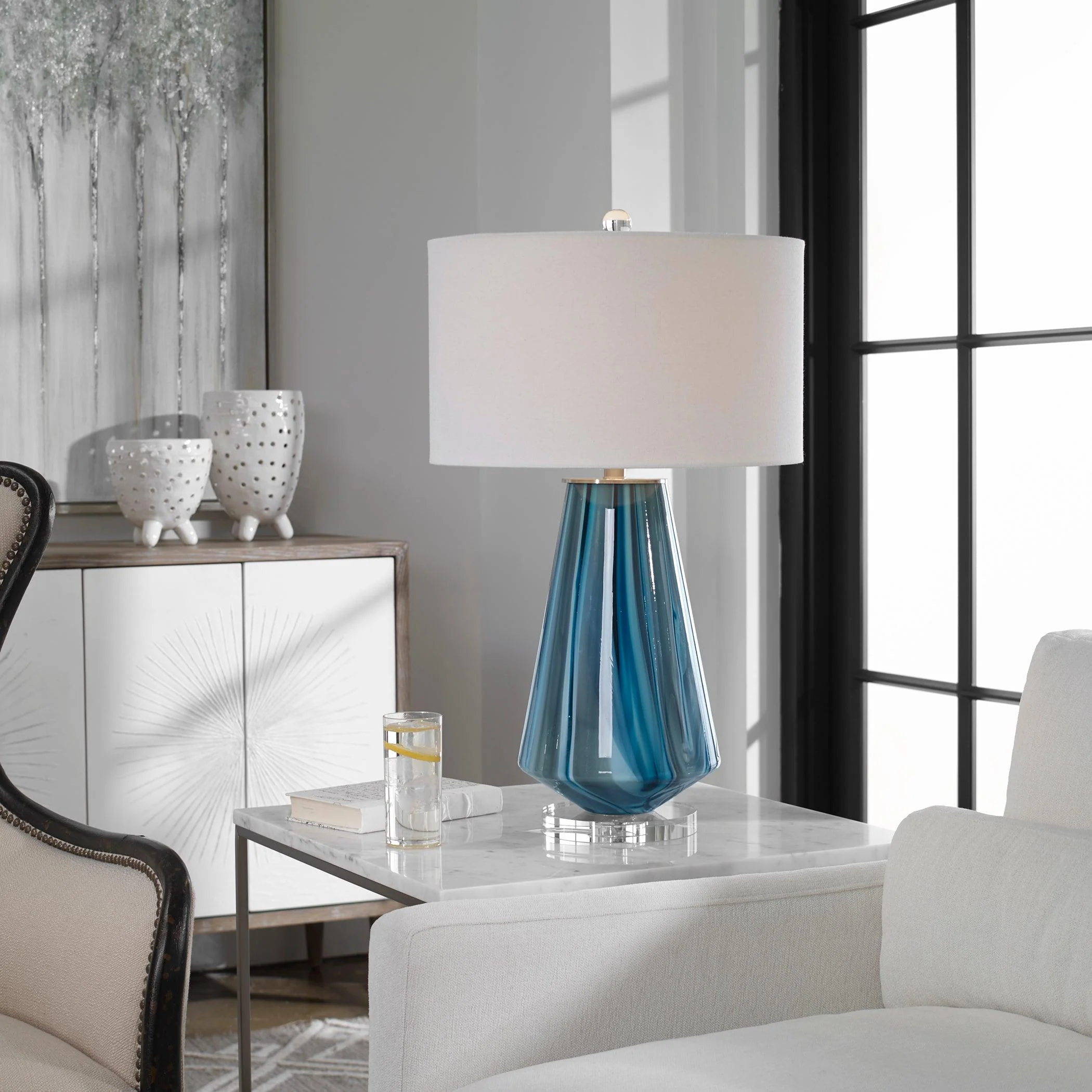 Pescara Teal-Gray Glass Lamp - Remutear