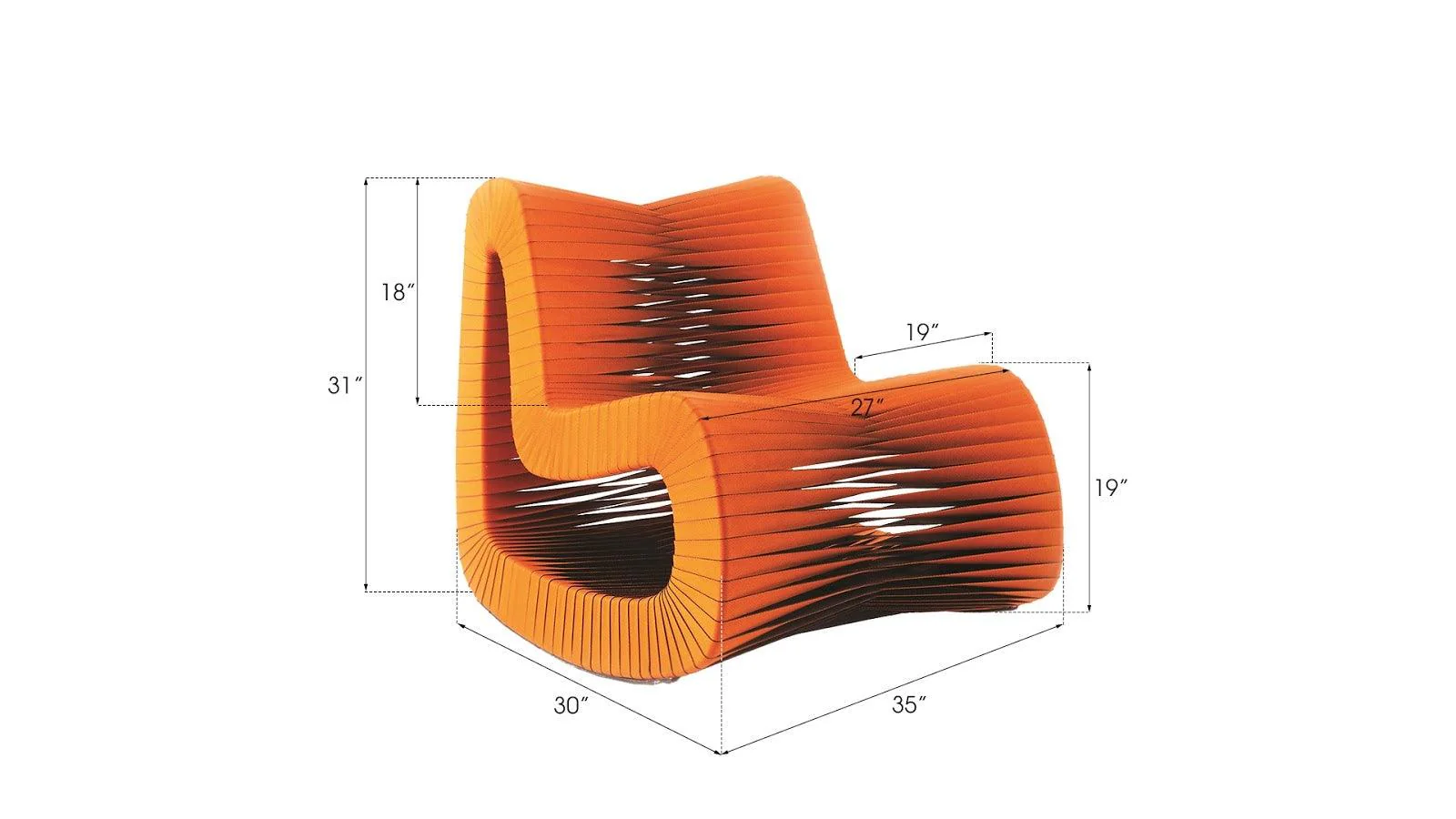Seat Belt Rocking Chair, Orange - Remutear