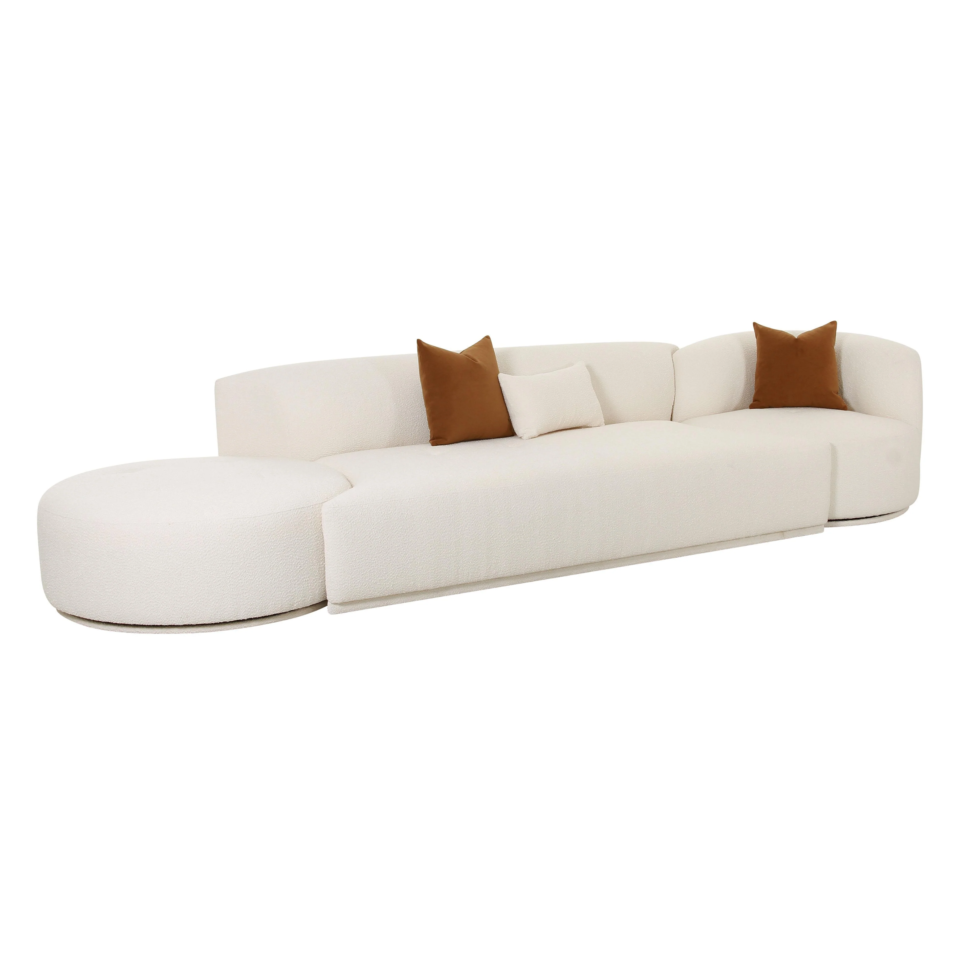 Fickle Cream Boucle 3-Piece Chaise Modular Sofa - Remutear