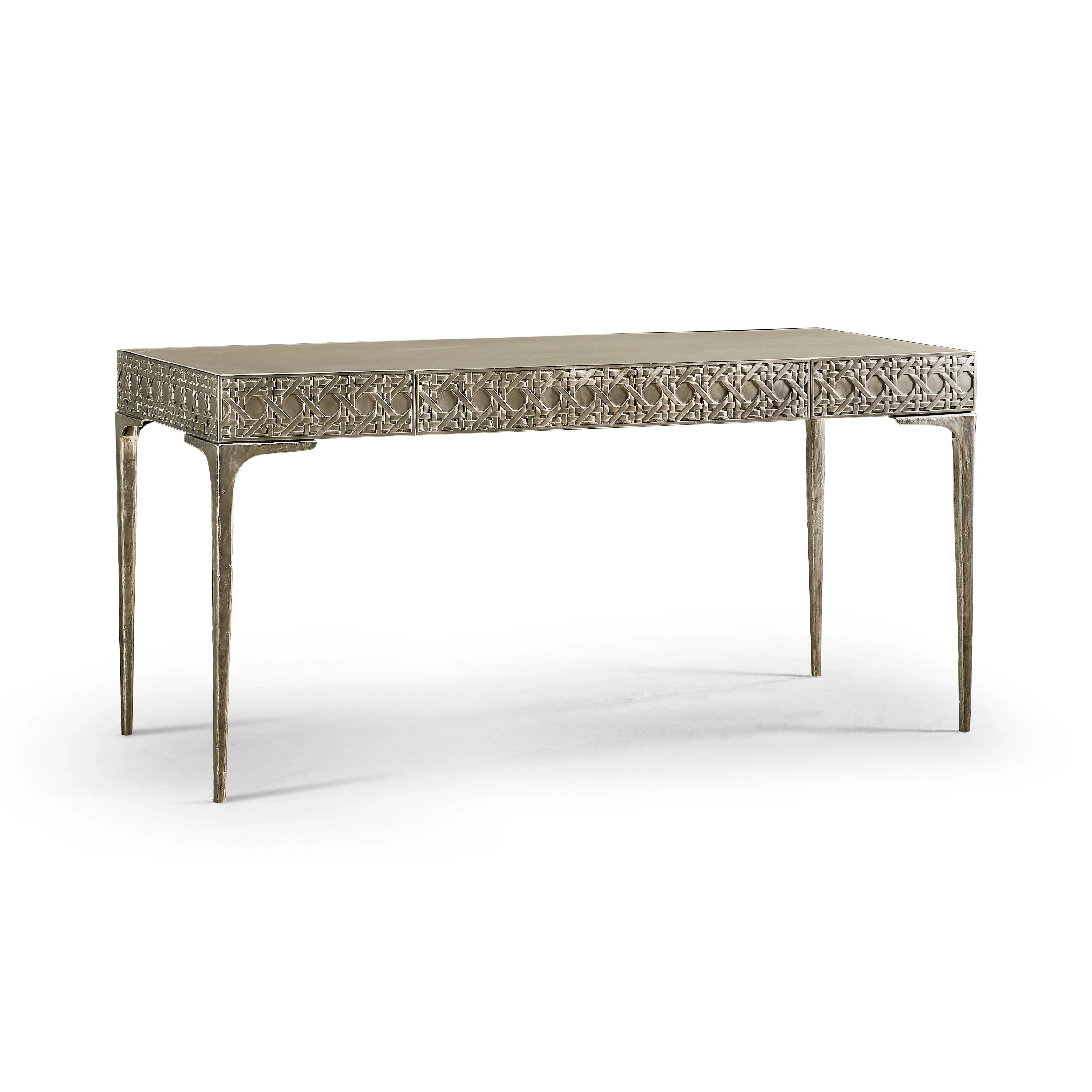 Water Cnoidal Cane Carved Metal Desk - Remutear