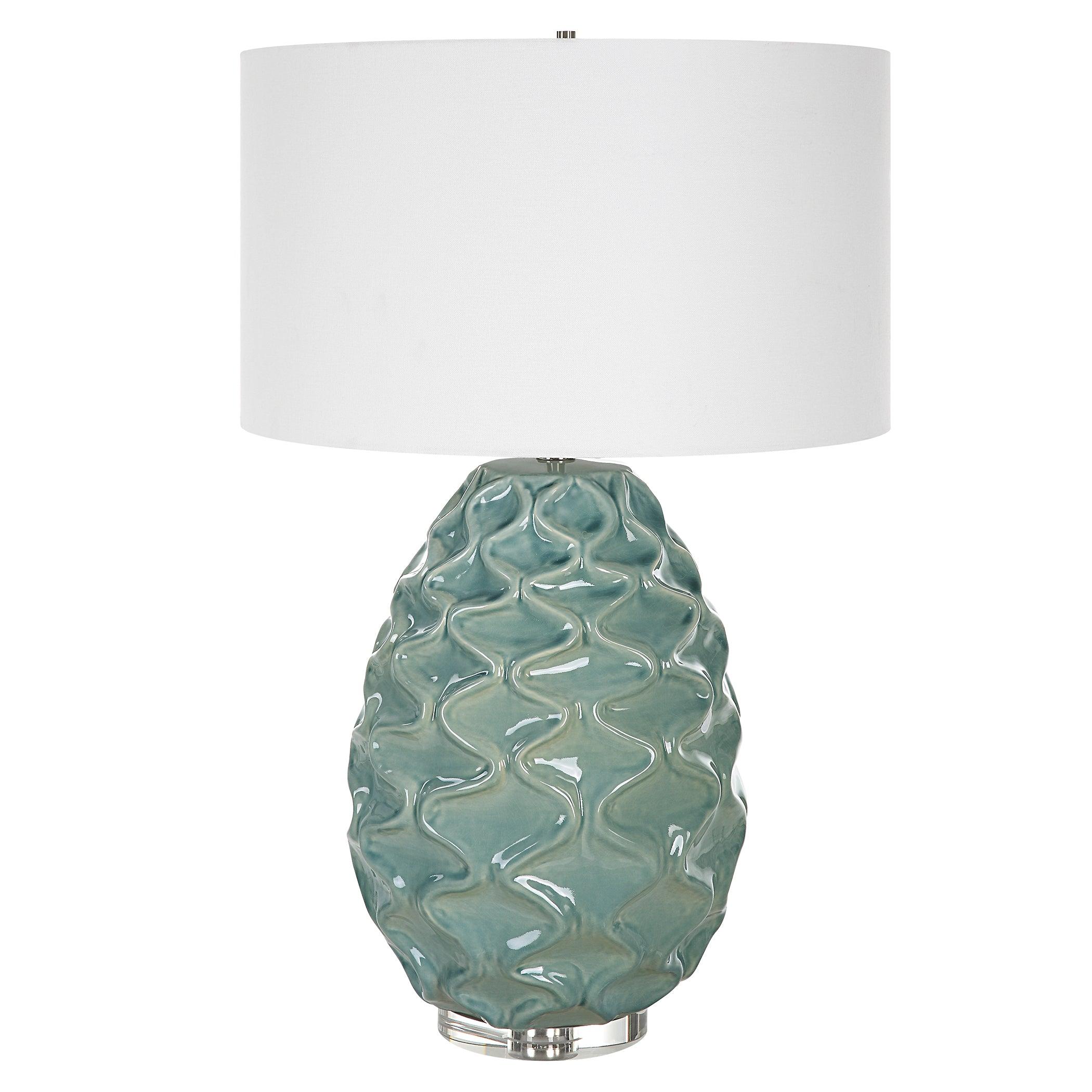 Laced Up Sea Foam Glass Table Lamp - Remutear
