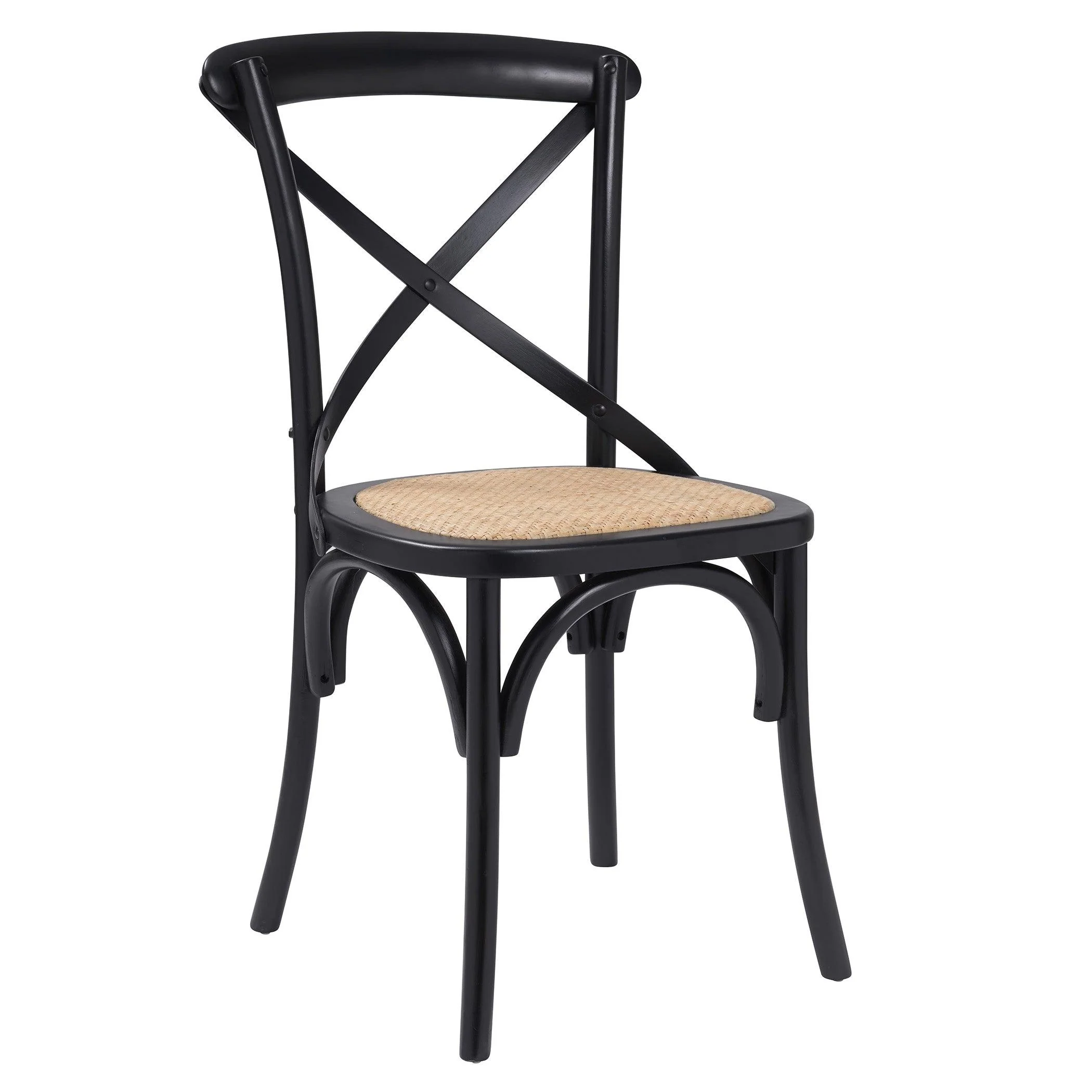 Neyo Side Chair in Black with Natural Rattan Seat - Set of 2 - Remutear