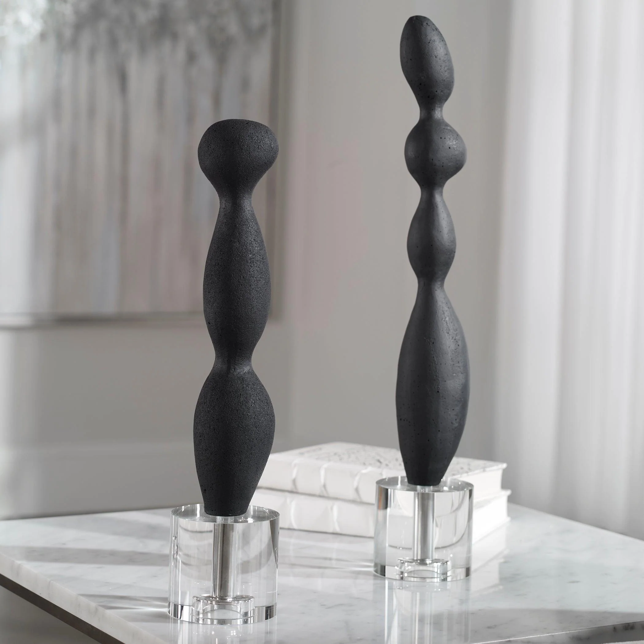 KOA BLACK MARBLE SCULPTURES, SET OF 2 - Remutear