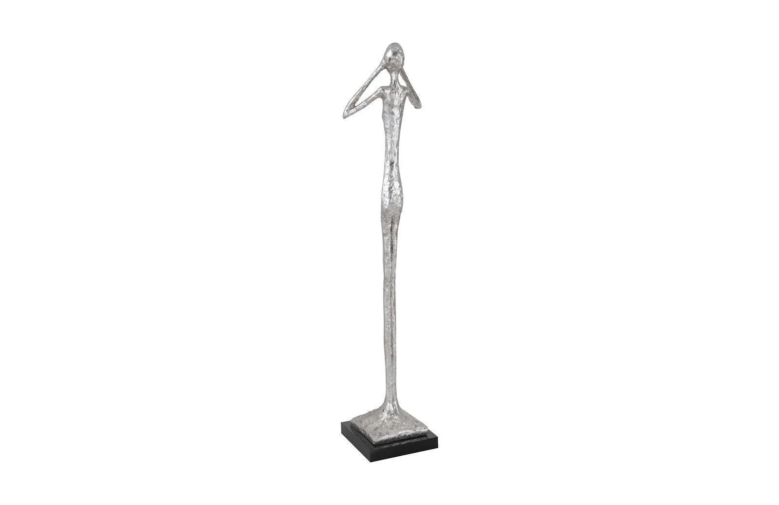 Hear No Evil Slender Sculpture, Small, Resin, Silver Leaf - Remutear