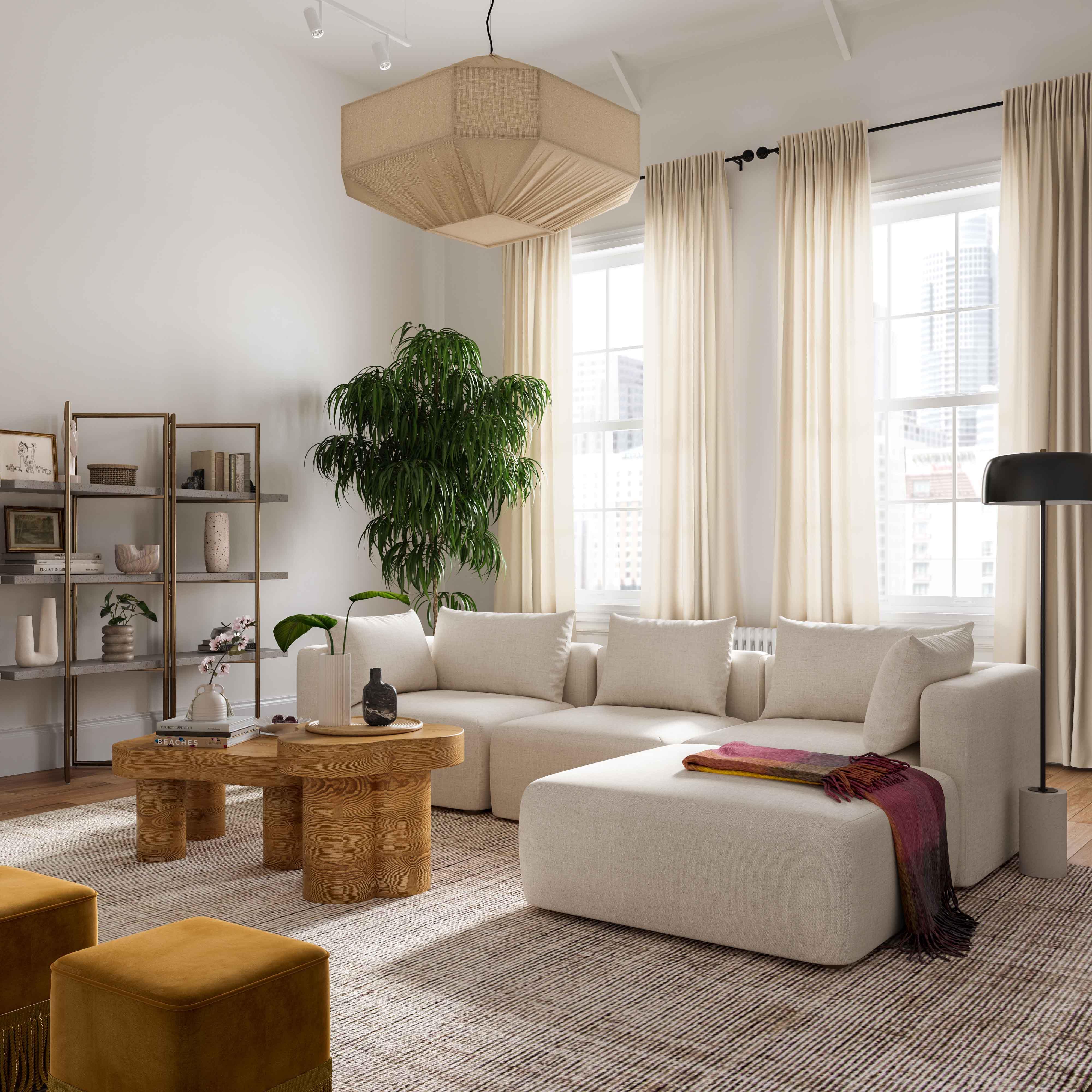 Hangover Cream Linen 4-Piece Modular Sectional - Remutear