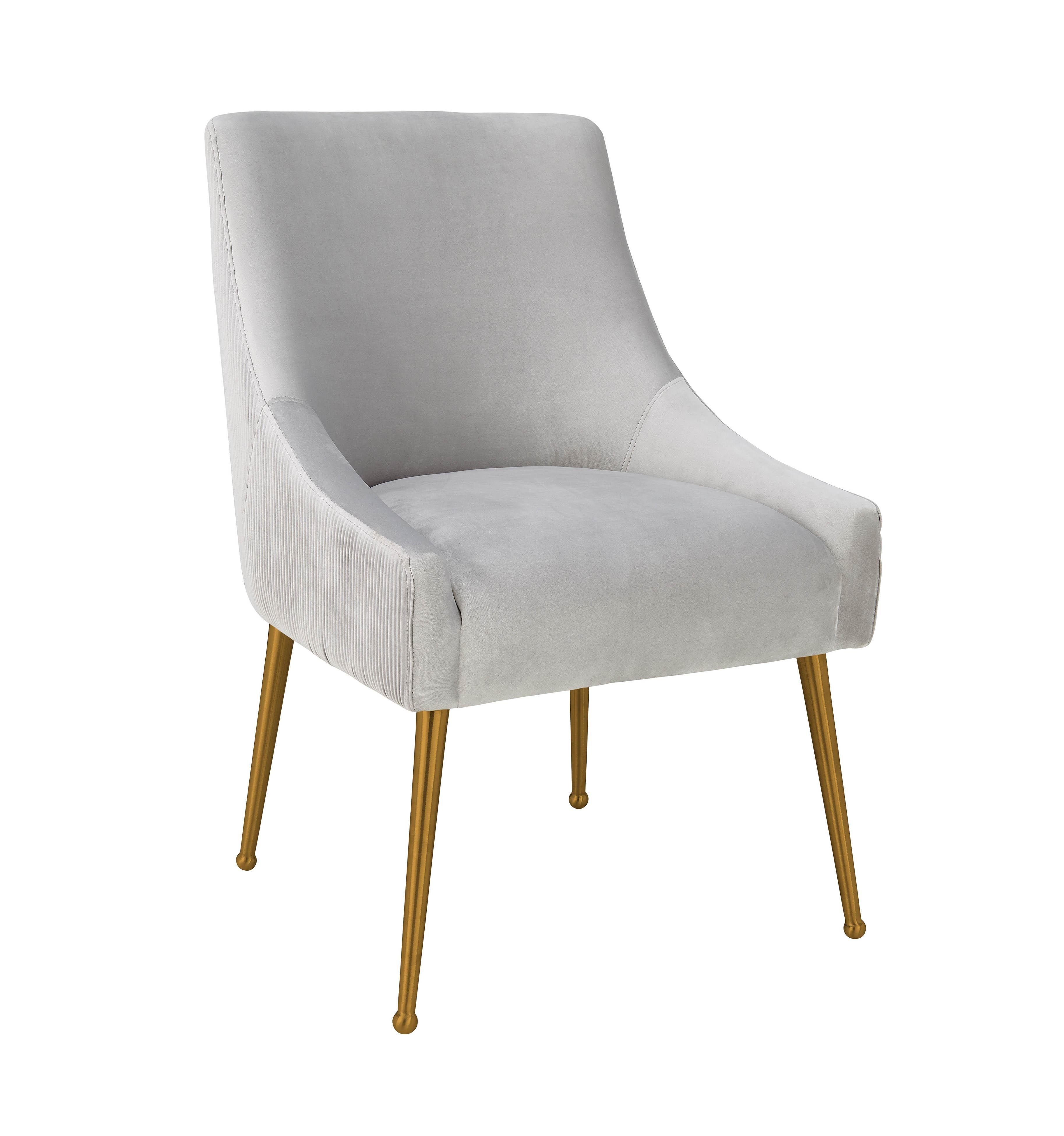 Beatrix Pleated Light Grey Velvet Side Chair - Remutear