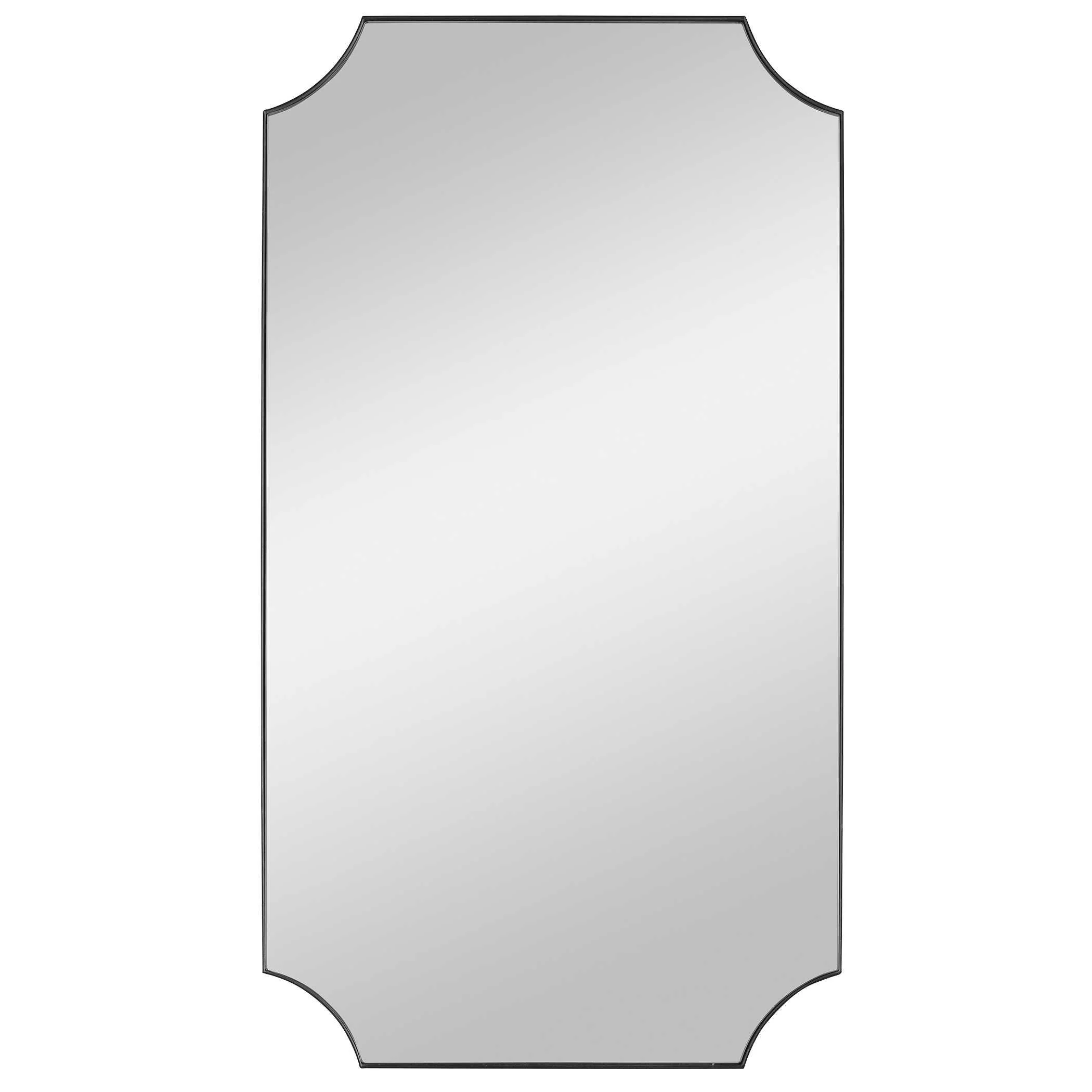 LENNOX BLACK SCALLOPED CORNER MIRROR - Remutear