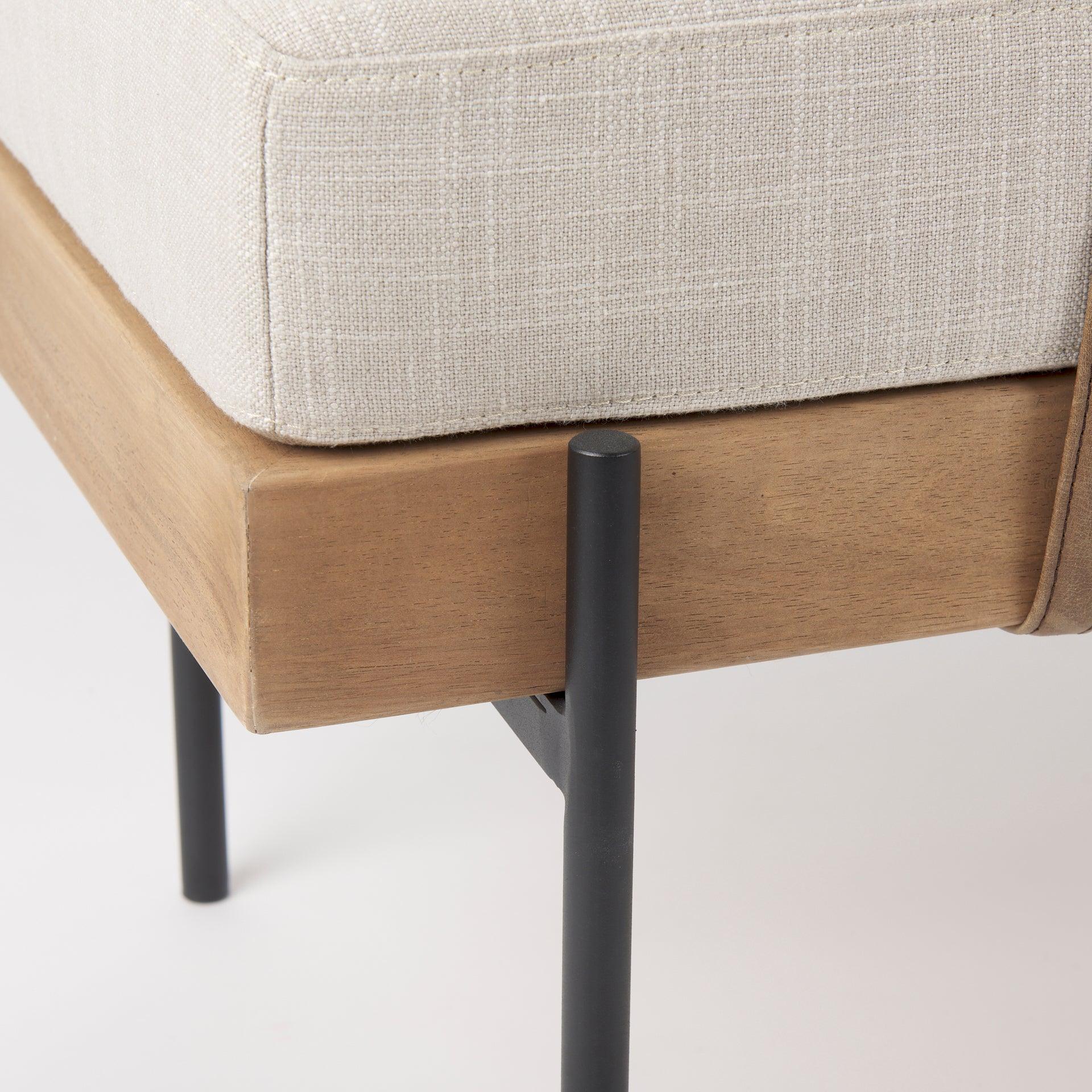 Colburne Cream Fabric w/Brown Wood Bench - Remutear