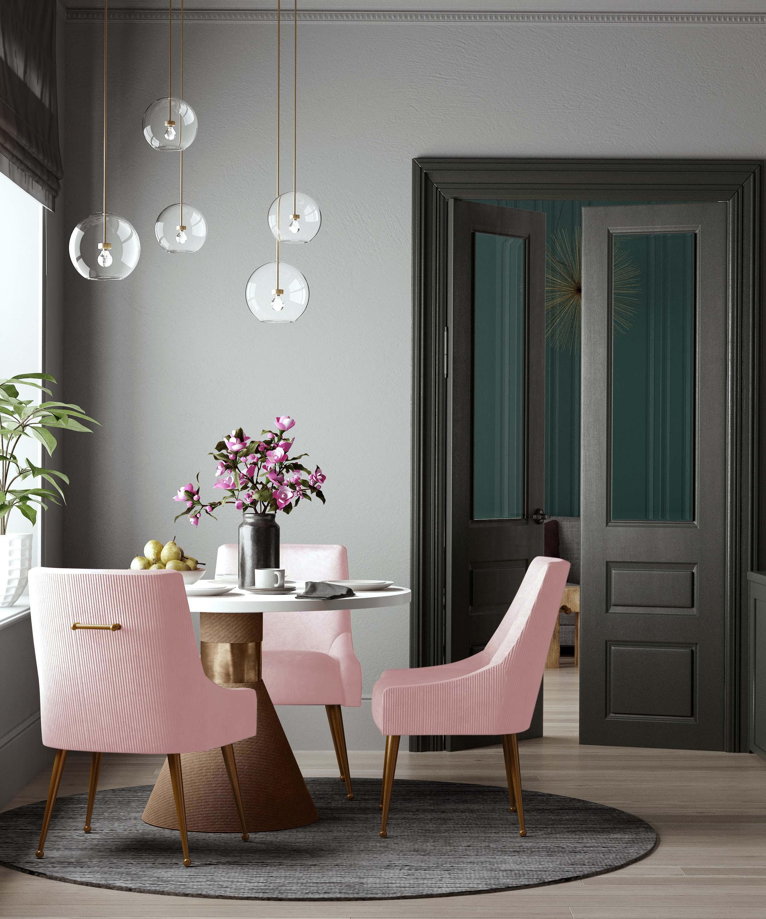 Beatrix Pleated Blush Velvet Side Chair - Remutear