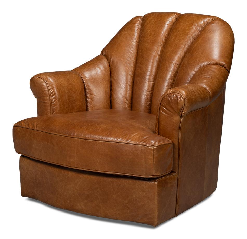Scoth Swivel Chair In Distilled Lthr Brn - Remutear