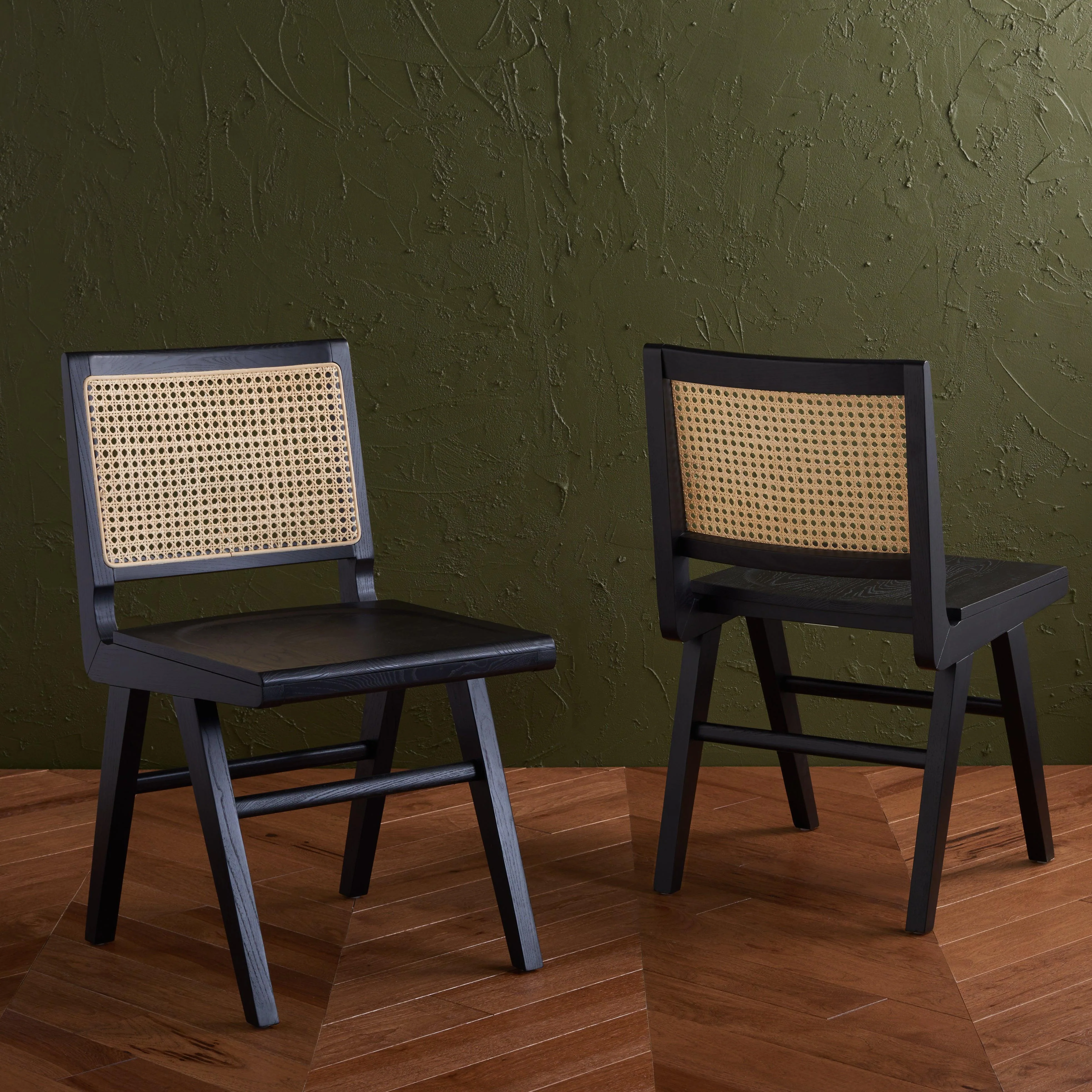 HATTIE FRENCH CANE WOOD SEAT DINING CHAIR - Remutear
