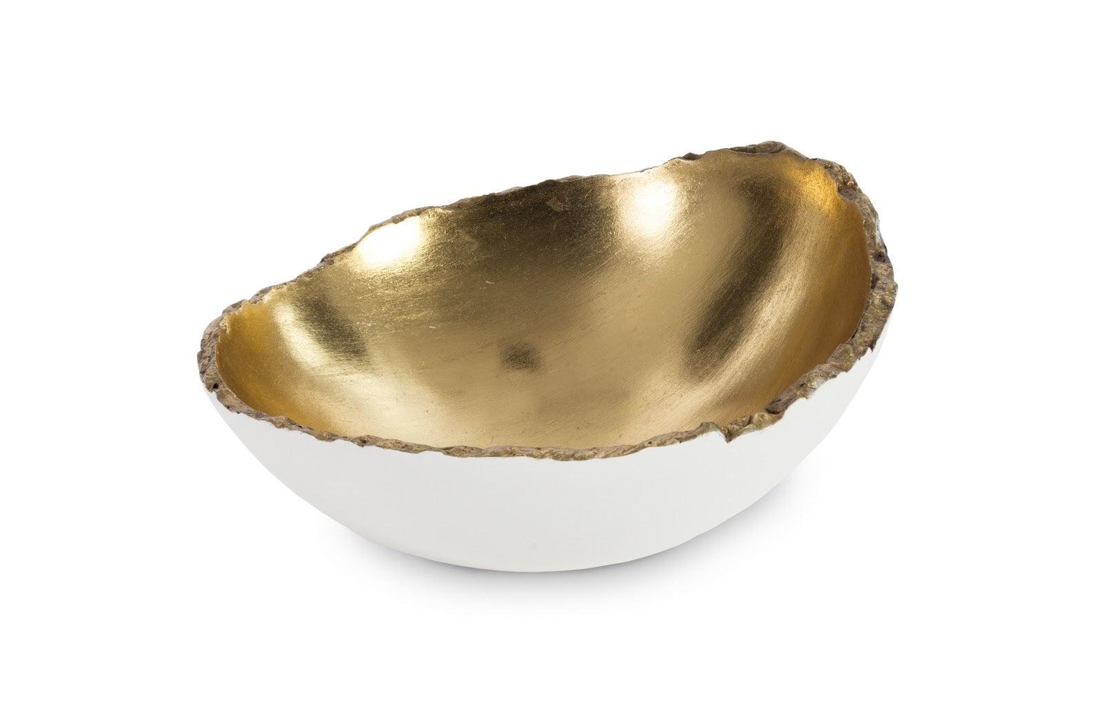 Broken Egg Bowl, White and Gold Leaf - Remutear