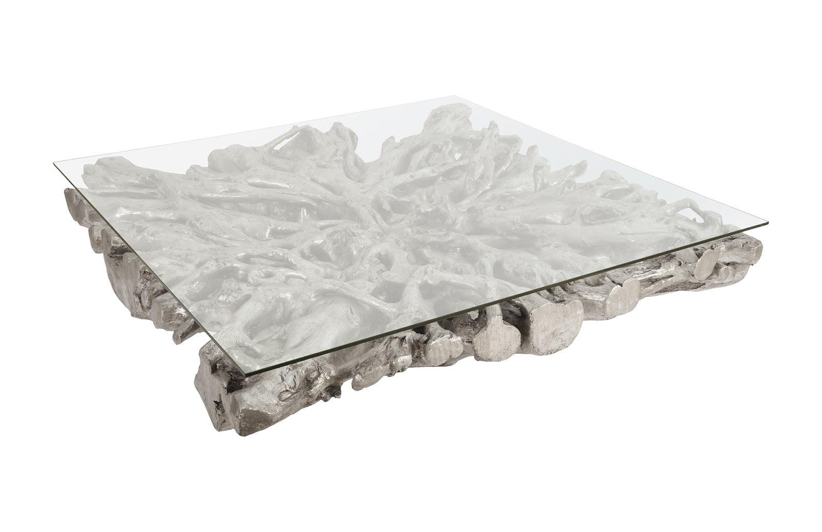 Square Root Coffee Table, With Glass - Remutear