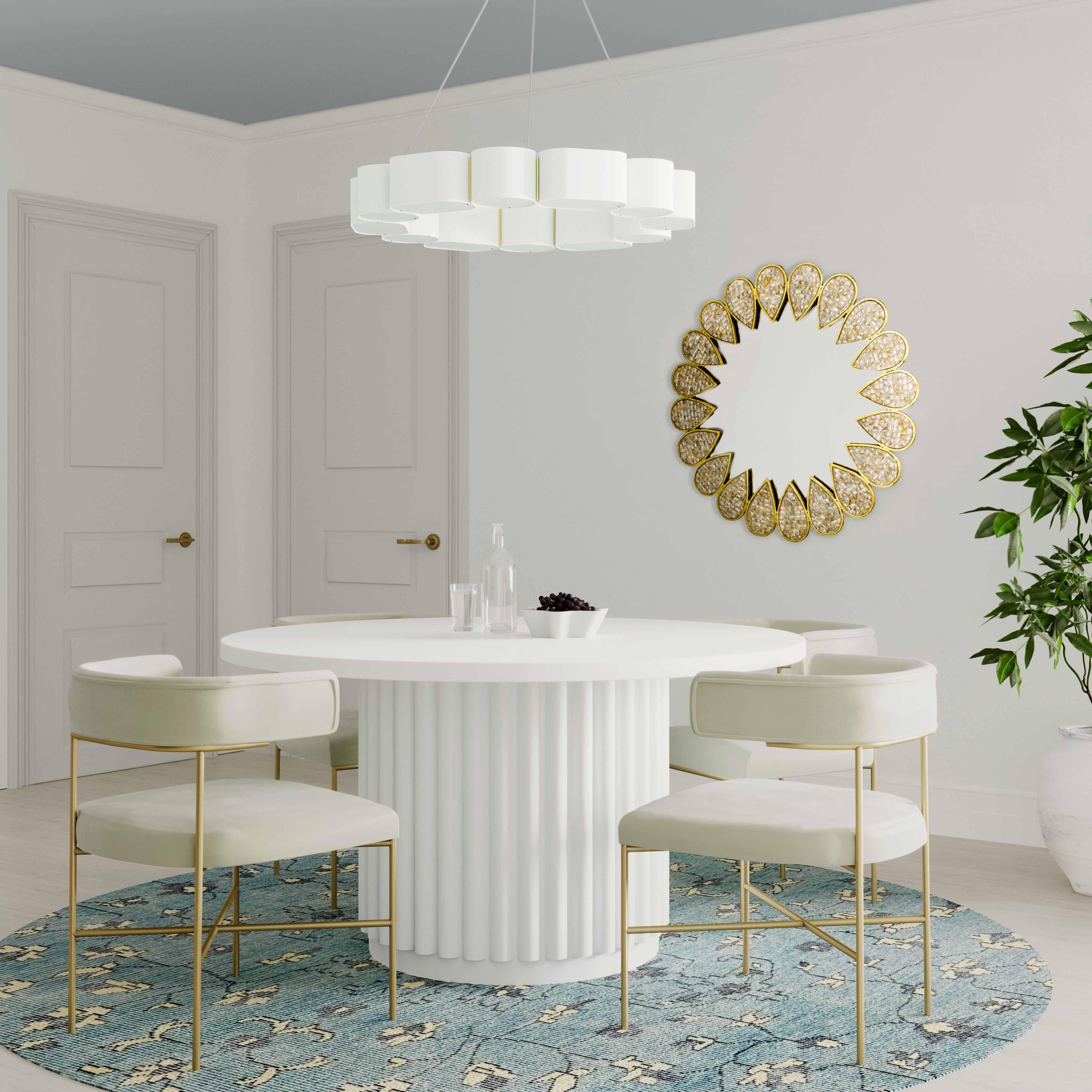 Kali 55 Inch White Round Dining Table - Remutear