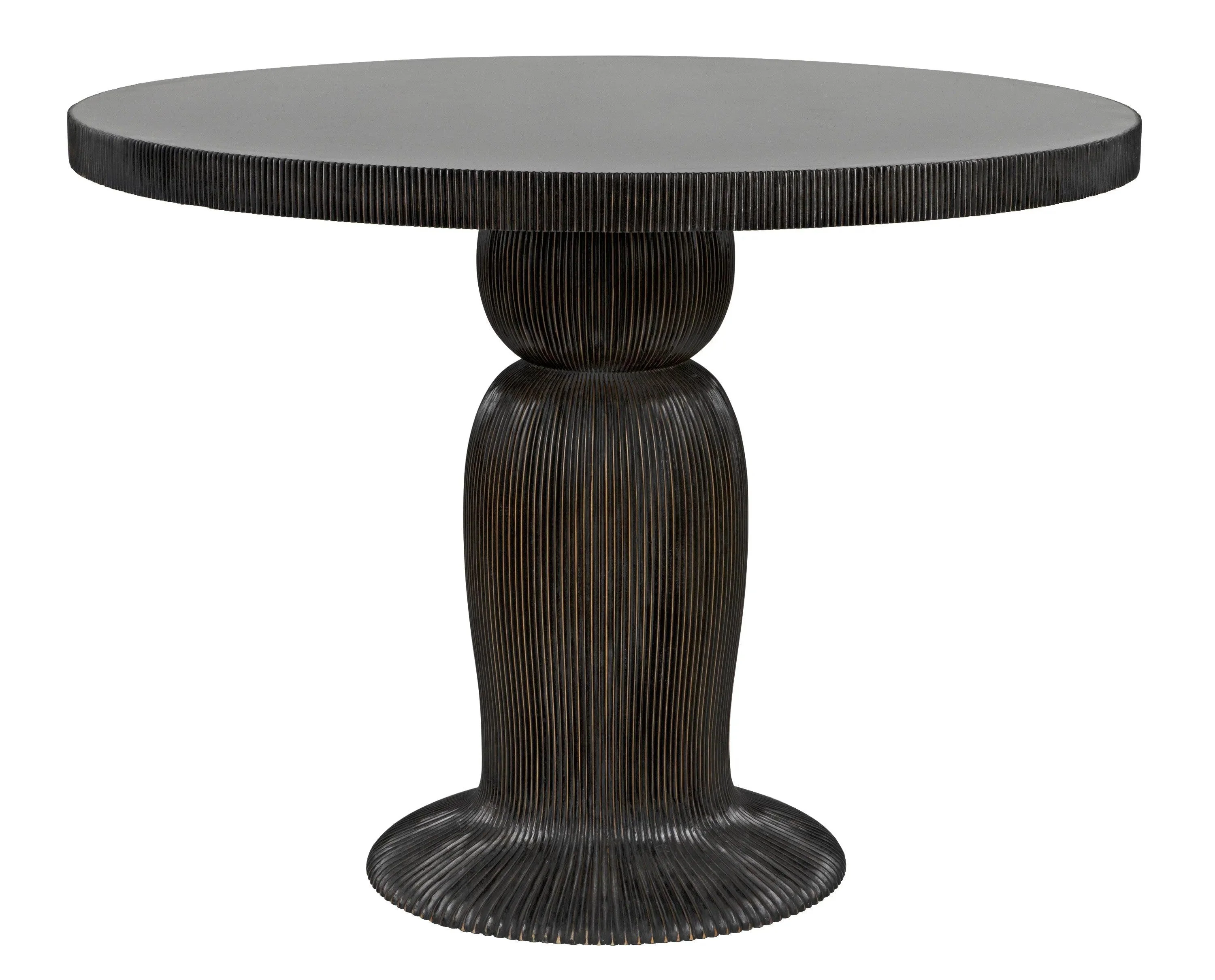 Portobello Dining Table, Hand Rubbed Black with Light Brown Trim - Remutear